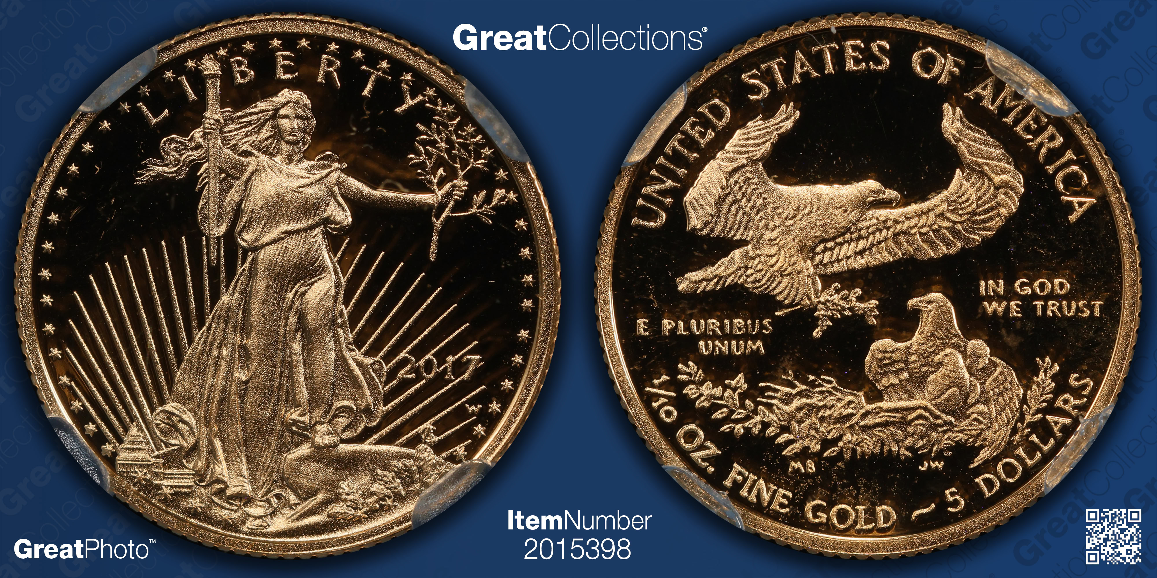 2017-W $5 Tenth-Ounce Gold American Eagle NGC Proof-69 UC (Purple