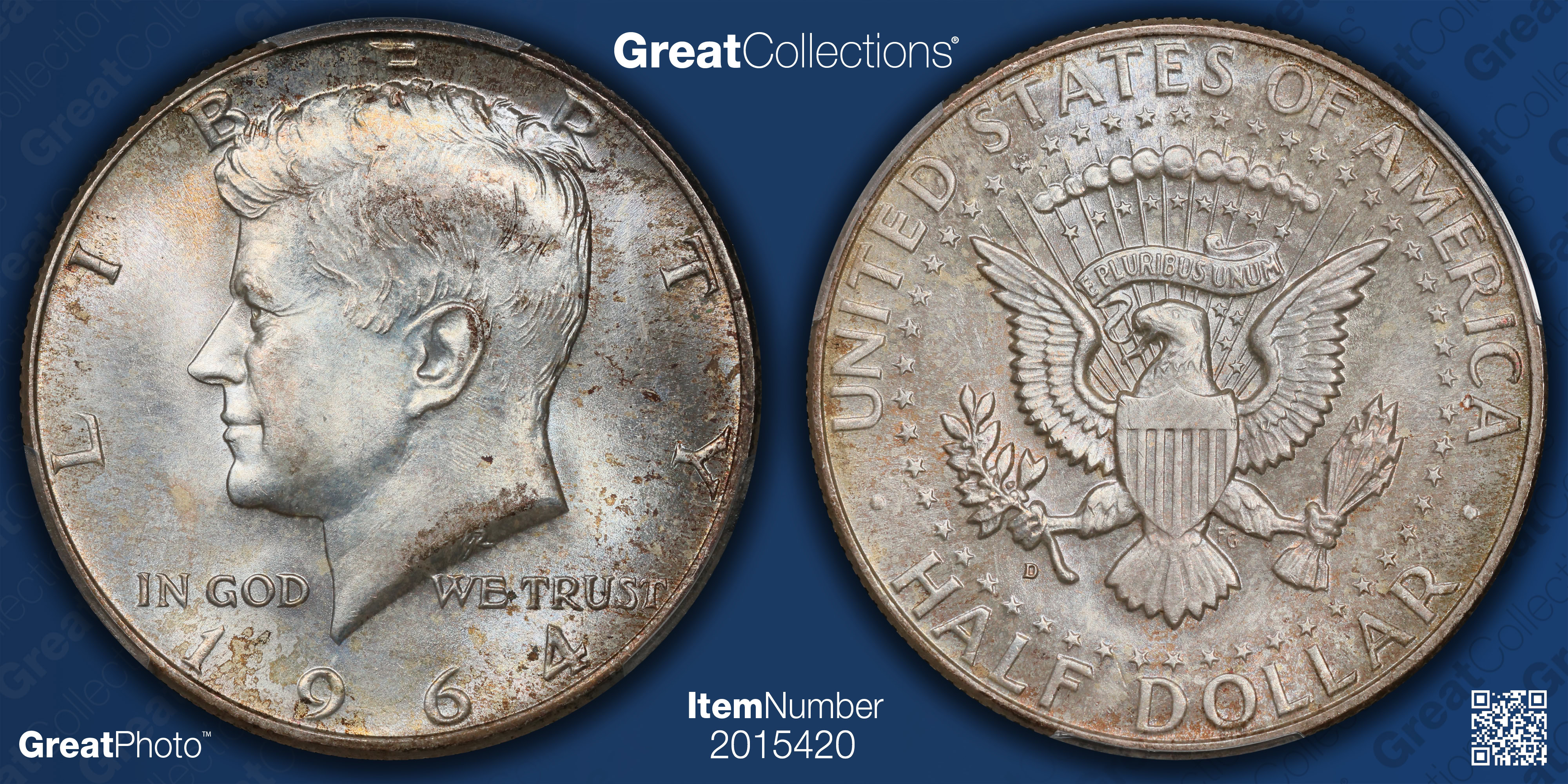 1964-D Kennedy Half Dollar PCGS MS-64 (Toned) (Item 2015420