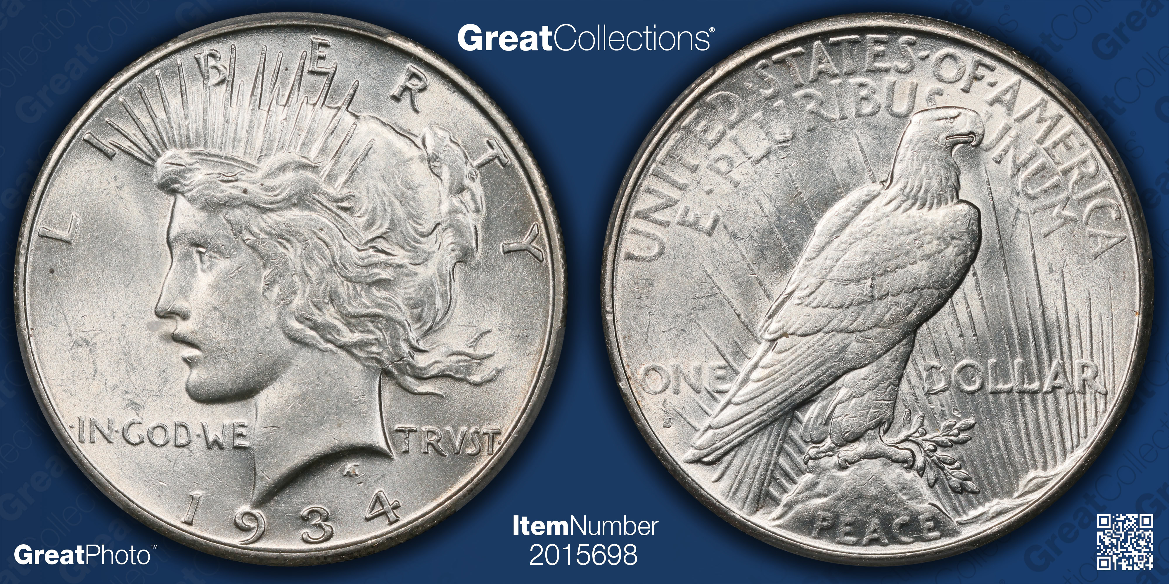 1934-S Peace Silver Dollar PCGS AU-58 (Item 2015698