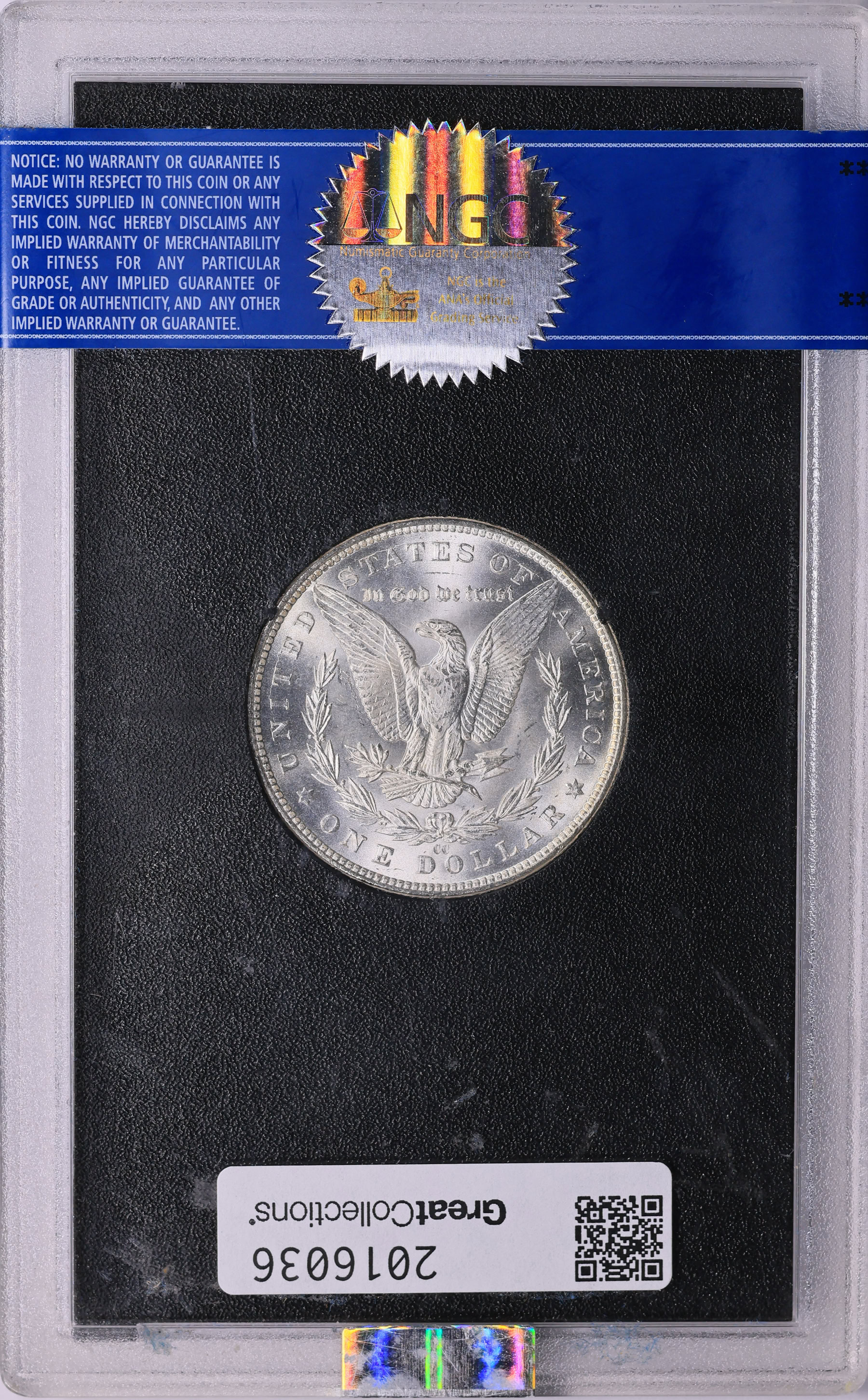 1883 CC $1 モルガン銀貨 GSA ホード NGC グレード MS 65 箱 & COA 認定 市場】