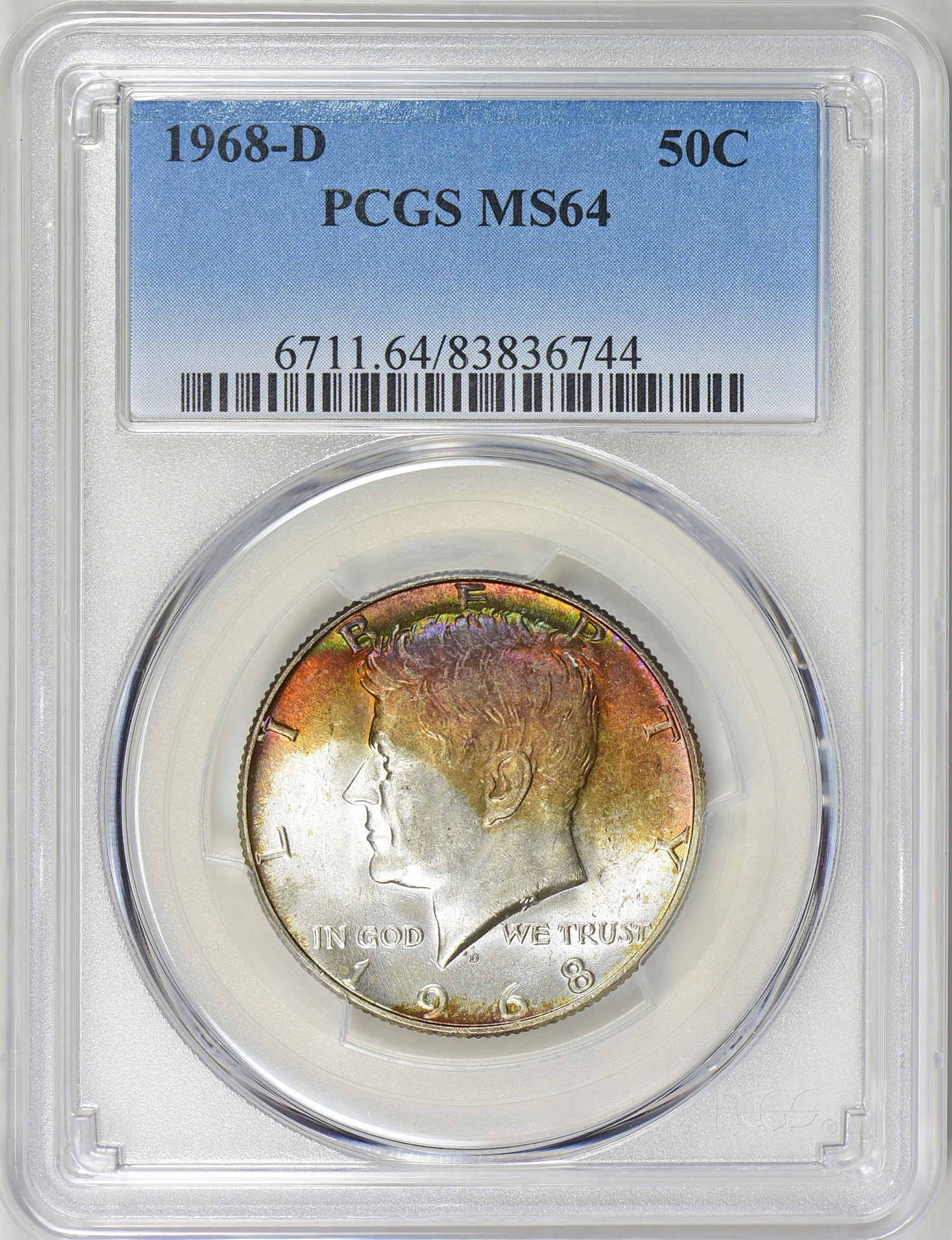 1968-D Kennedy Half Dollar PCGS MS-64 (Toned) (Item 2016047