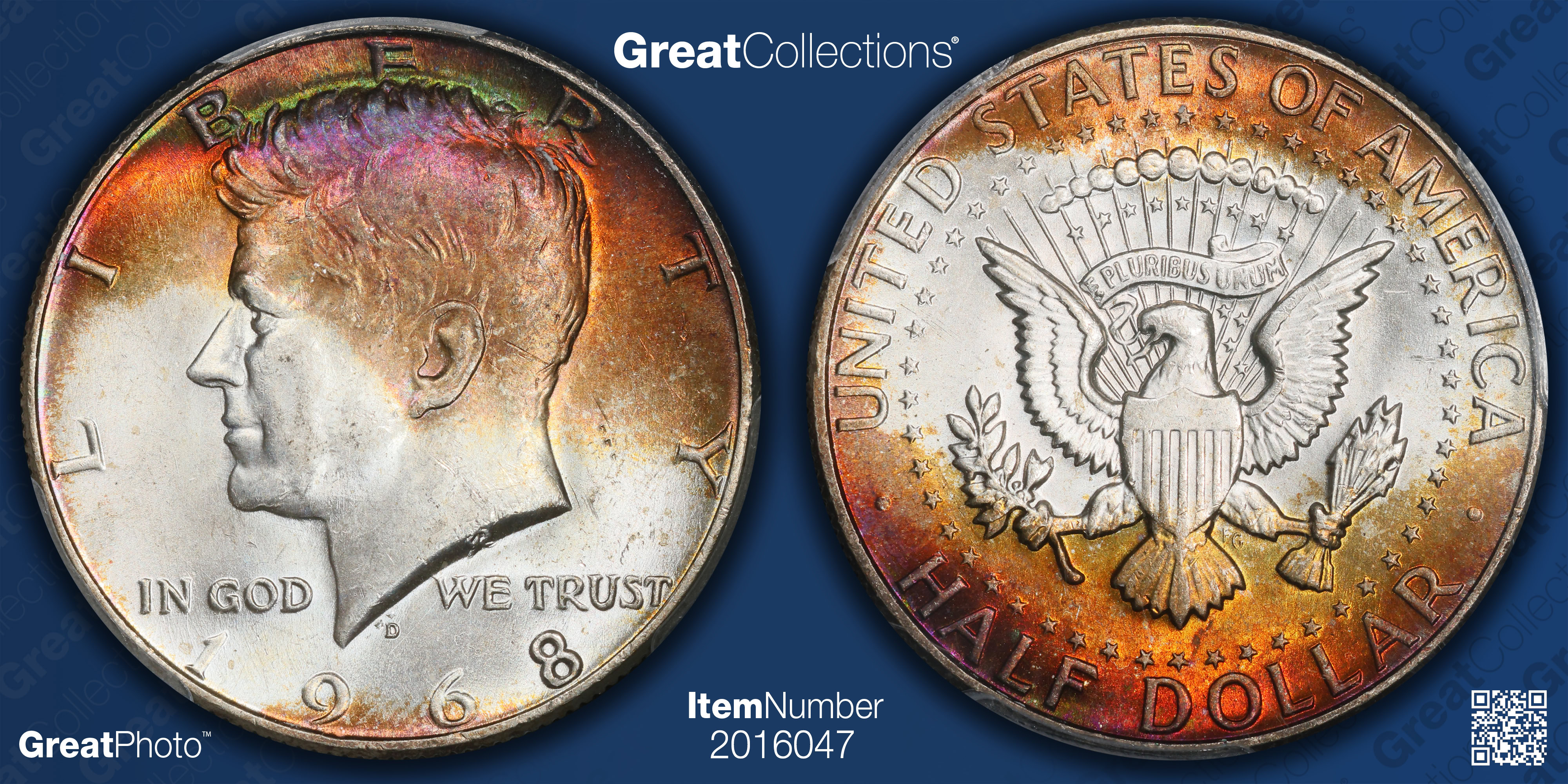 1968-D Kennedy Half Dollar PCGS MS-64 (Toned) (Item 2016047