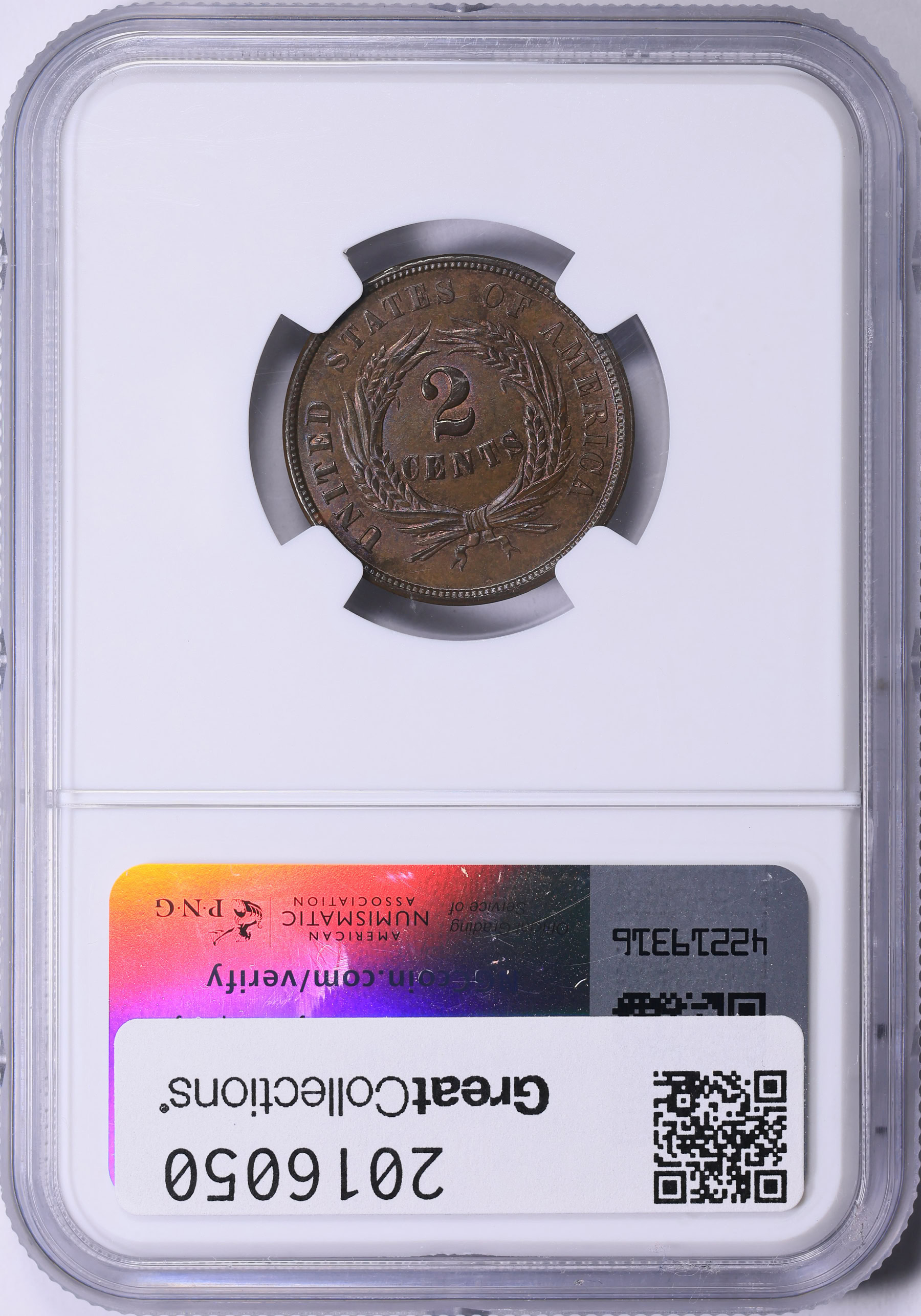 1864 Two-Cent Piece Large Motto NGC MS-65 BN (Toned) (Item 2016050