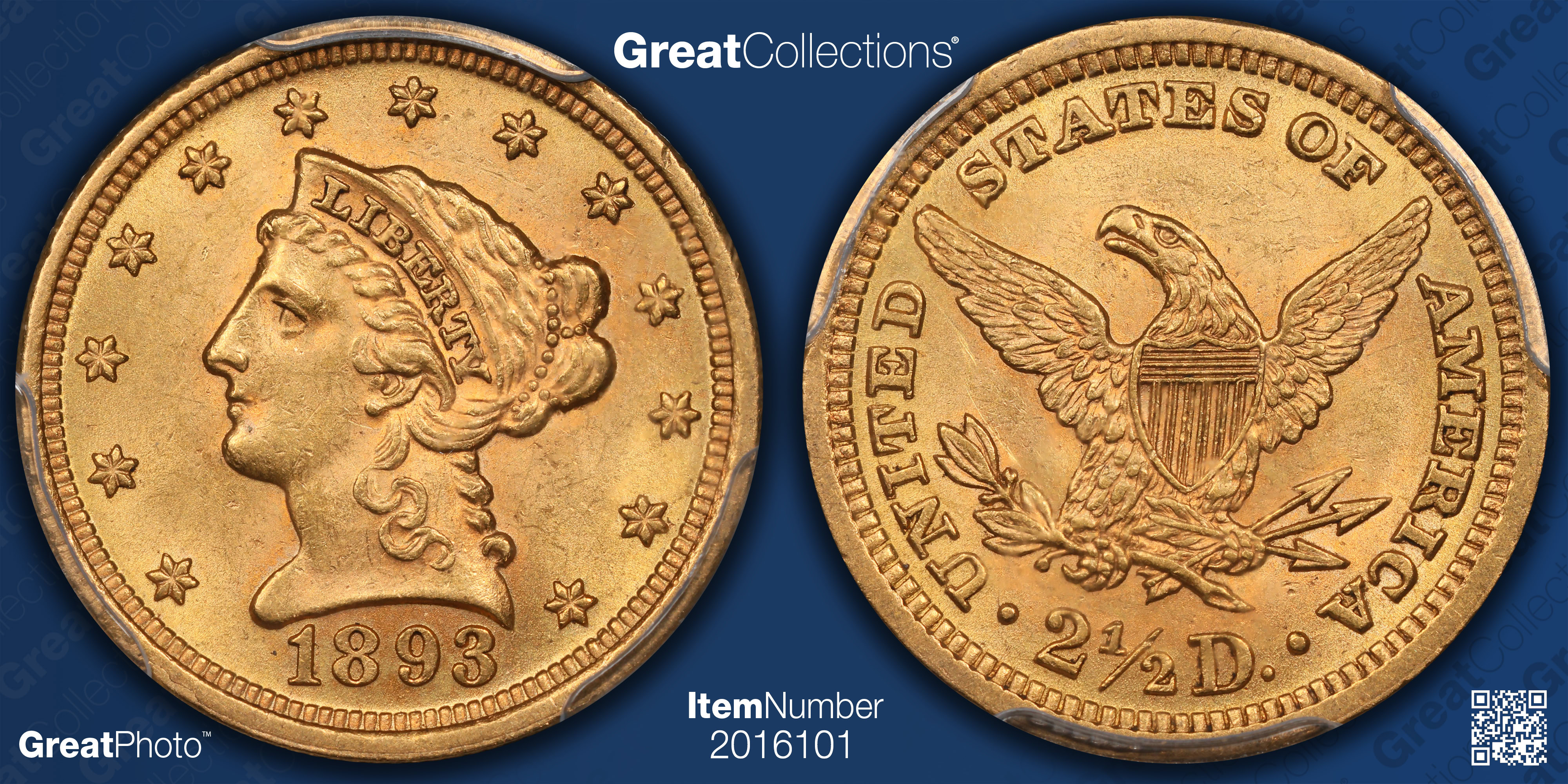 1893 Liberty Gold Quarter Eagle PCGS MS-62 (Item 2016101 ...