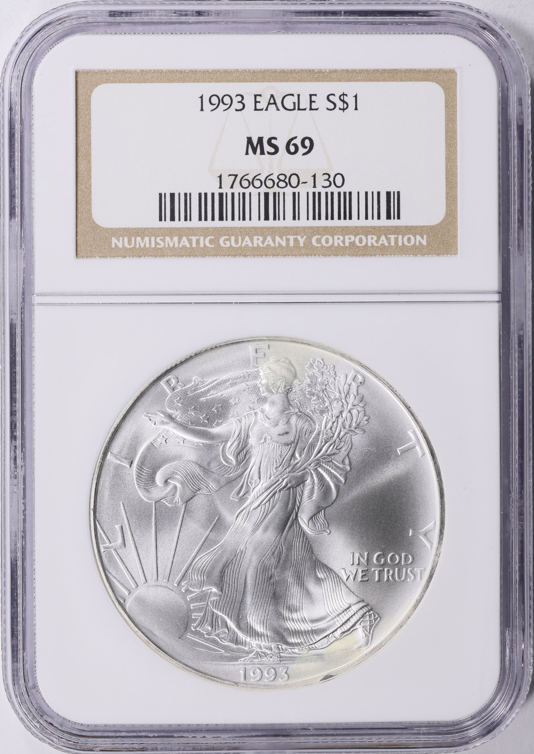 1993 $1 Silver Eagle NGC MS-69 (Item 2016574) | GreatCollections