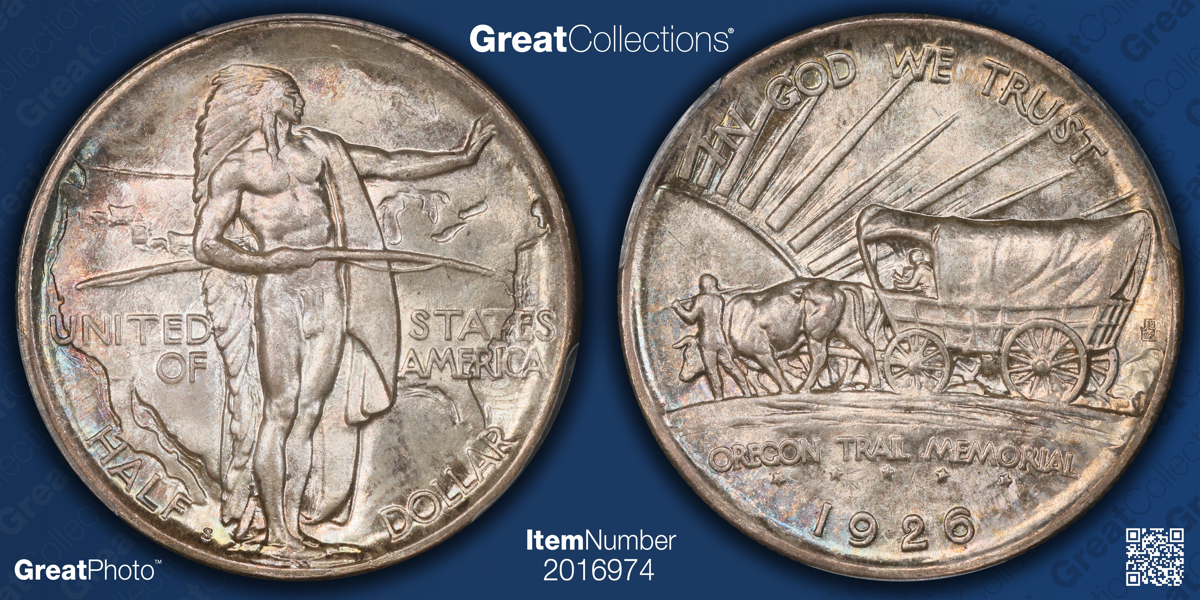 1926-S Oregon Trail Memorial Half Dollar PCGS MS-67+ (CAC Green