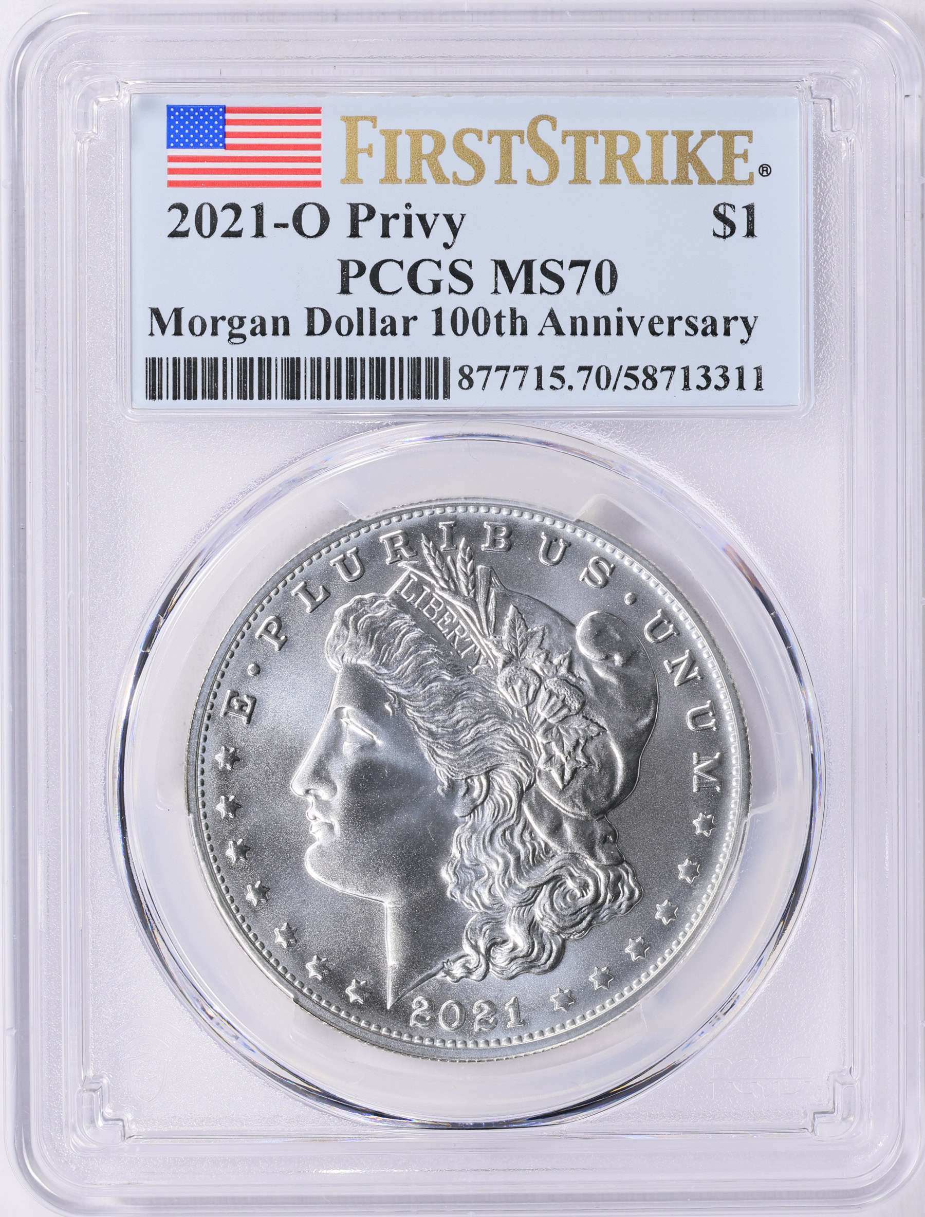 2021-O Morgan Silver Dollar O Privy 100th Anniversary First Strike