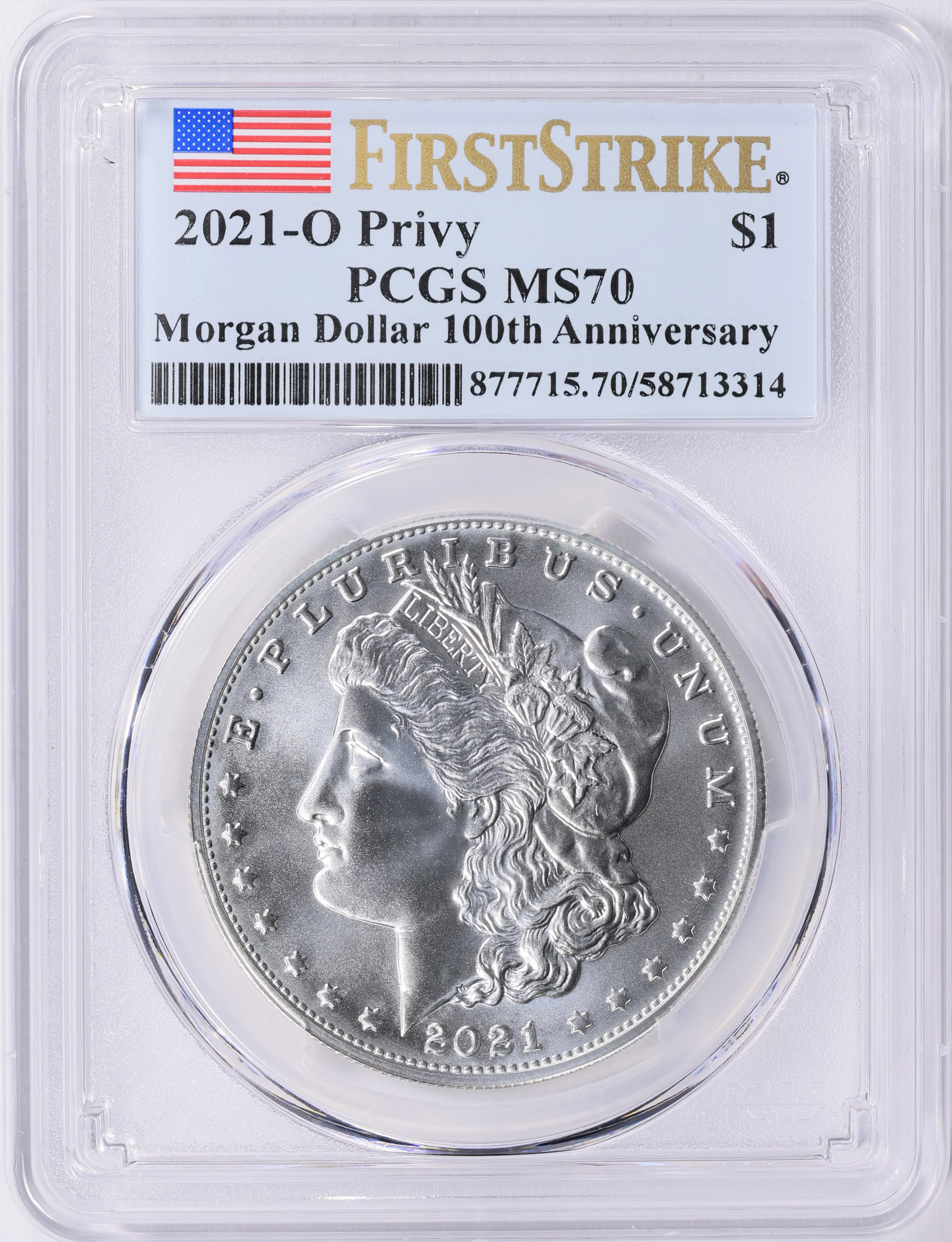 2021-O Morgan Silver Dollar O Privy 100th Anniversary First Strike