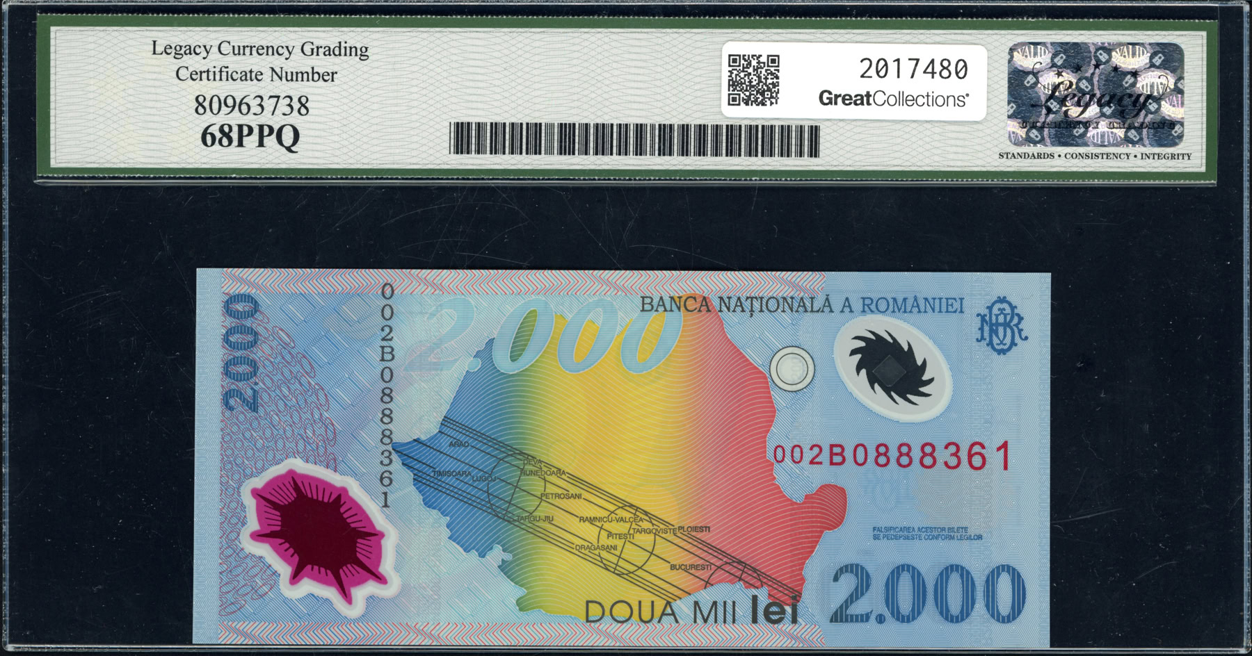 Romania 1999 2,000 Lei Banca Nationala a Romaniei Commemorative Issue ...