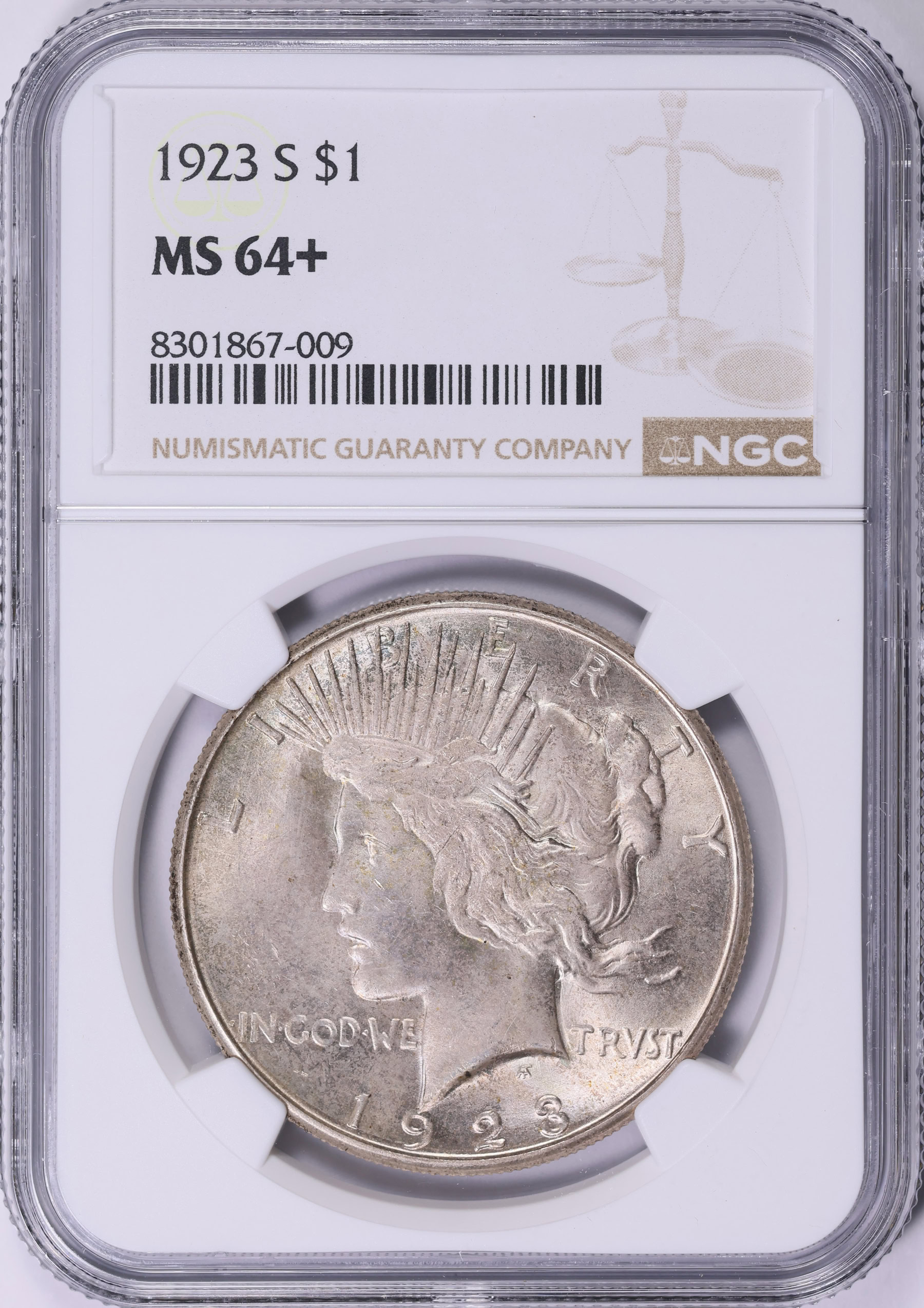 1923-S Peace Silver Dollar NGC MS-64+ (Toned) (Item 2017806