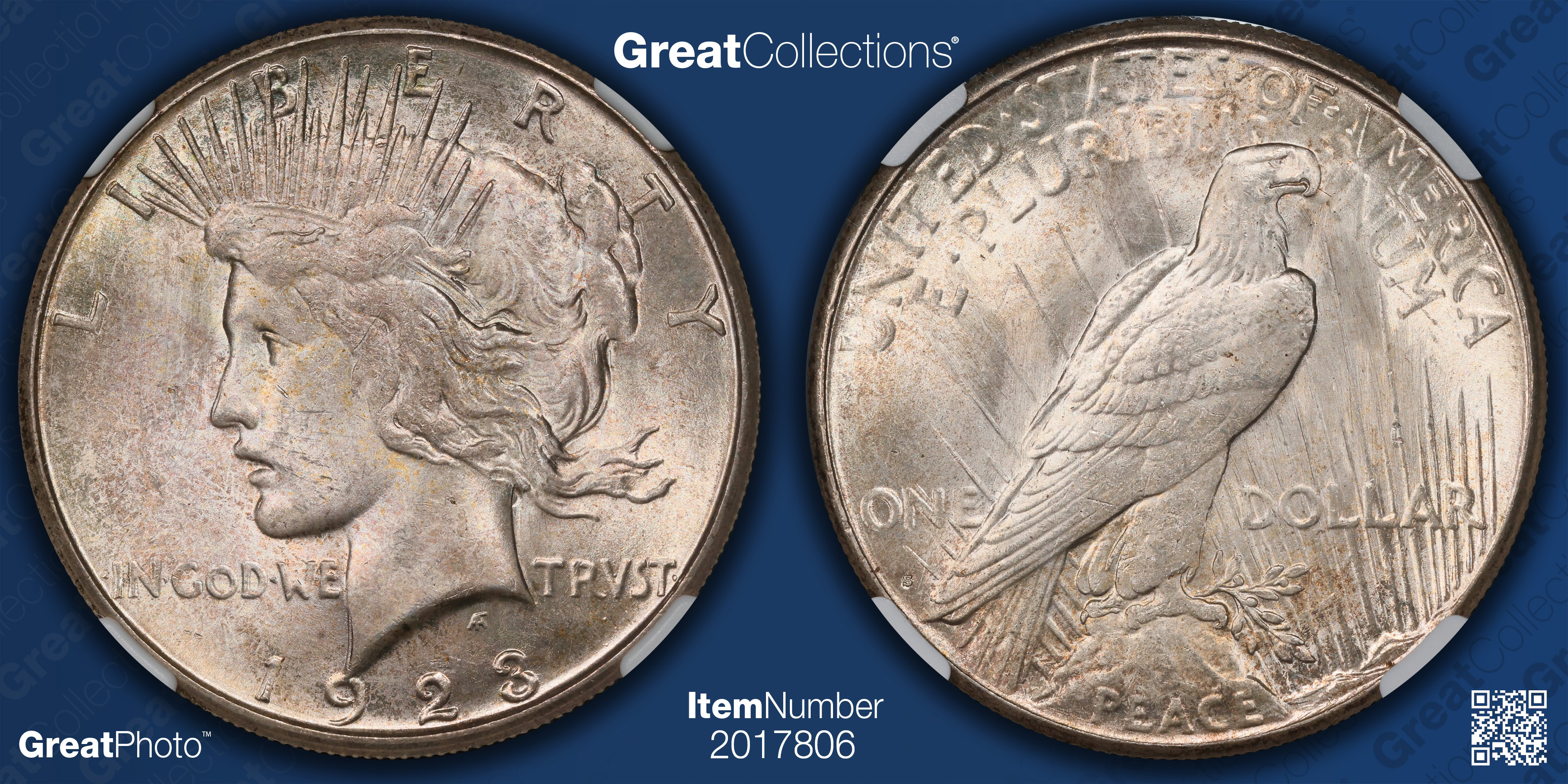 1923-S Peace Silver Dollar NGC MS-64+ (Toned) (Item 2017806