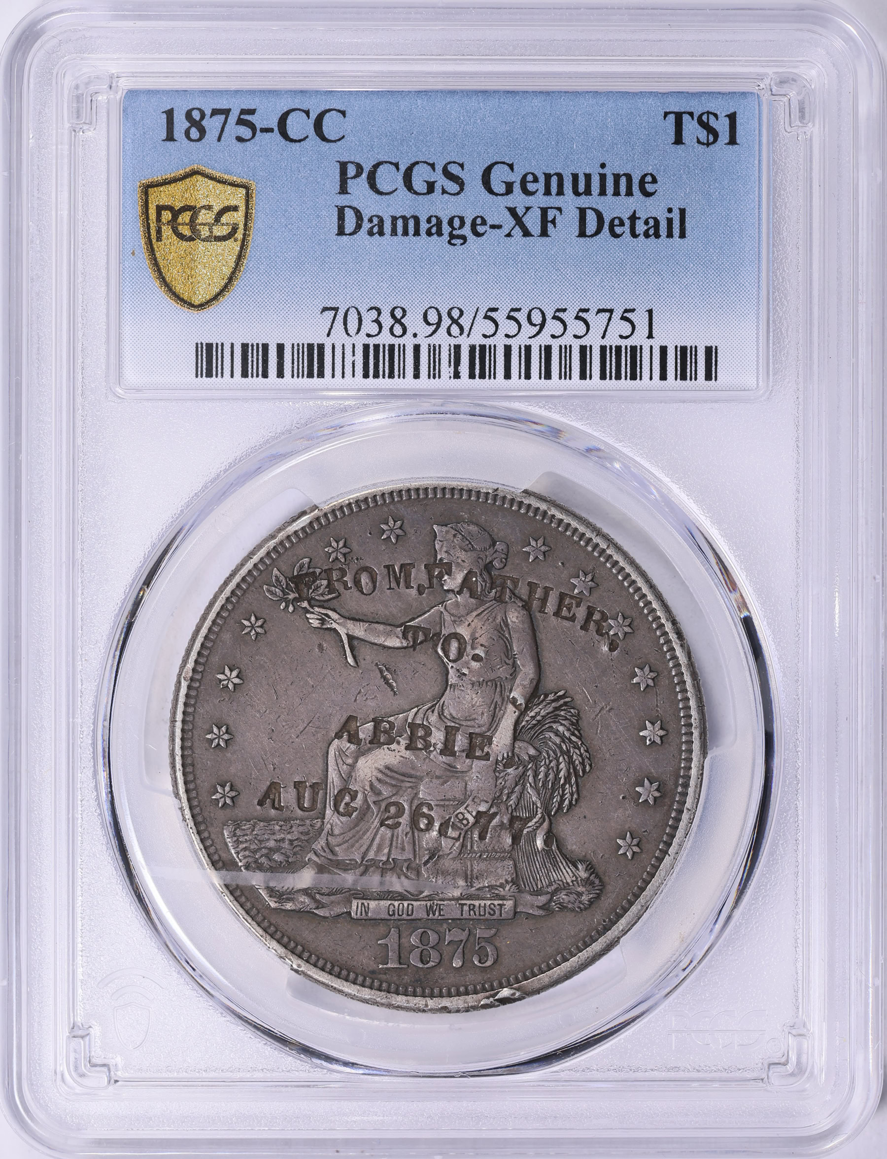 1875-CC Trade Silver Dollar PCGS Genuine XF Details (Item 2017845