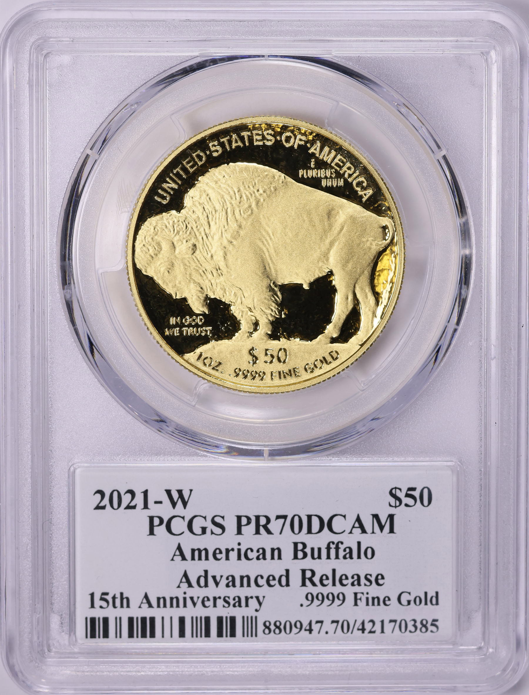 2021-W $50 One-Ounce Gold American Buffalo Advanced Release PCGS