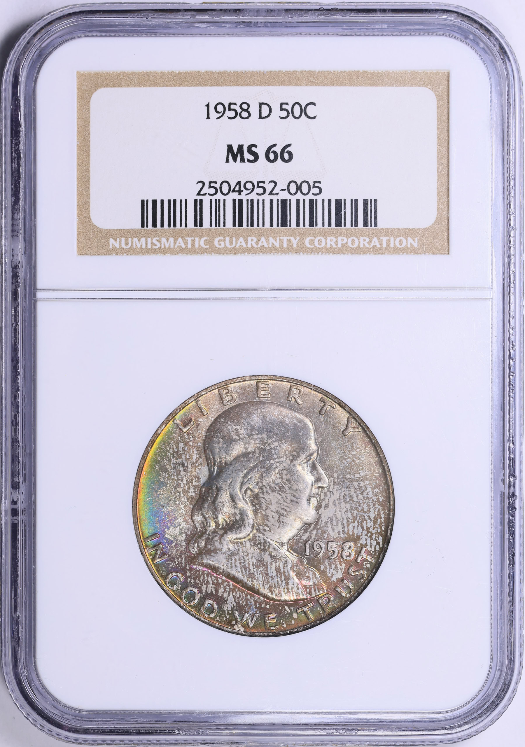 1958-D Franklin Half Dollar NGC MS-66 (Toned) (Item 2017904