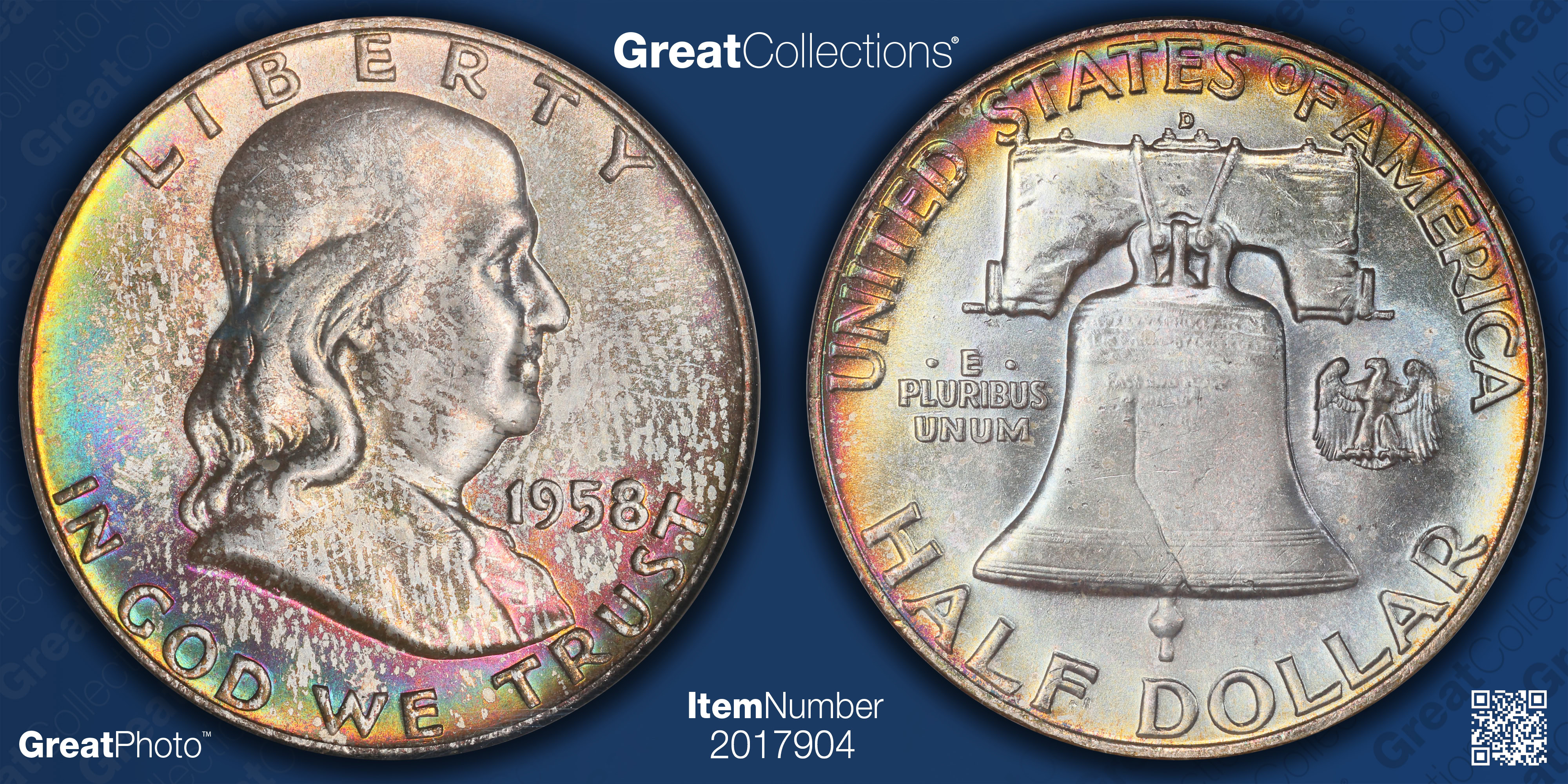 1958-D Franklin Half Dollar NGC MS-66 (Toned) (Item 2017904