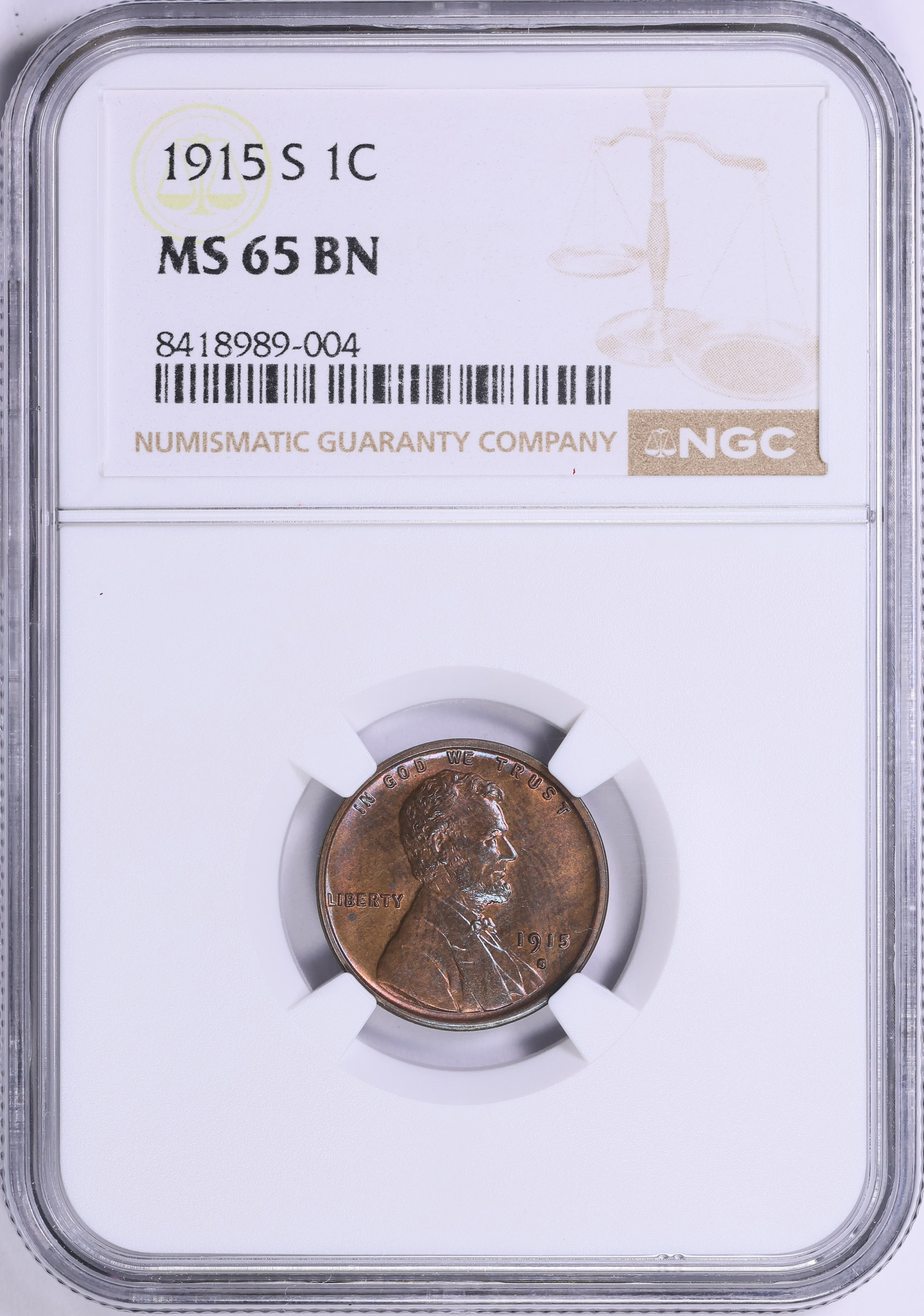 1915-S Lincoln Cent NGC MS-65 BN (Item 2017955) | GreatCollections