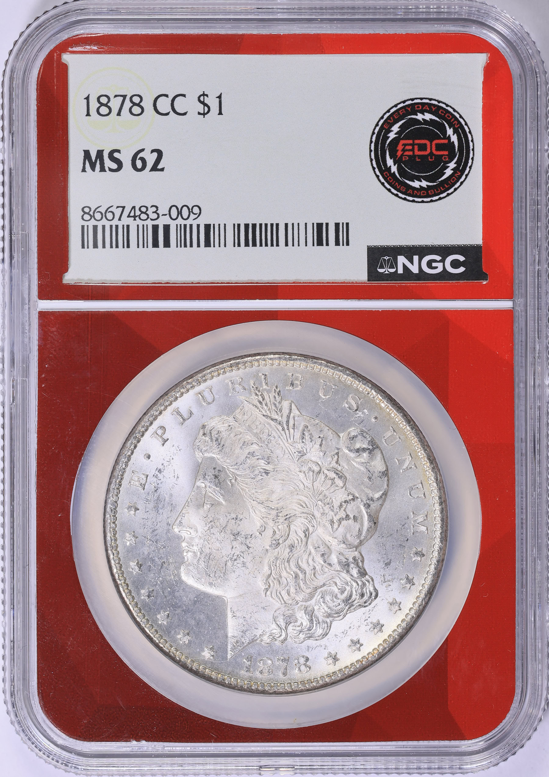1878-CC Morgan Silver Dollar NGC MS-62 (EDC Red Core) (Item