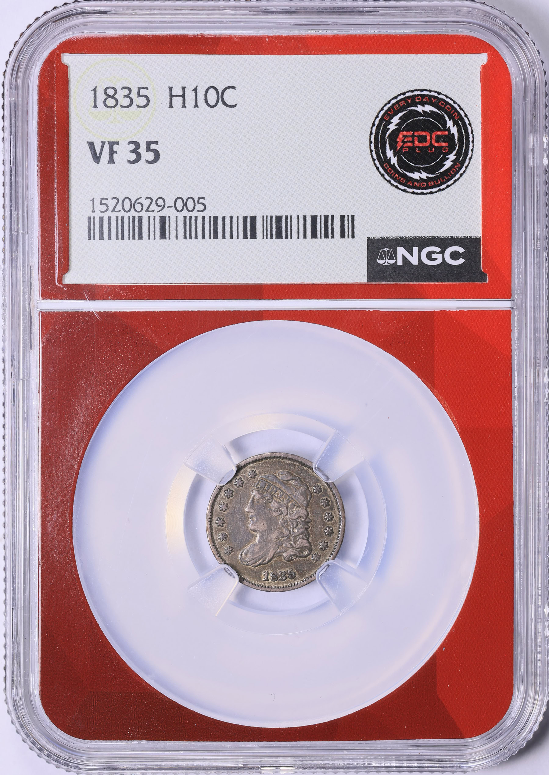 1835 Capped Bust Half Dime NGC VF-35 (EDC Red Core) (Item 2017990