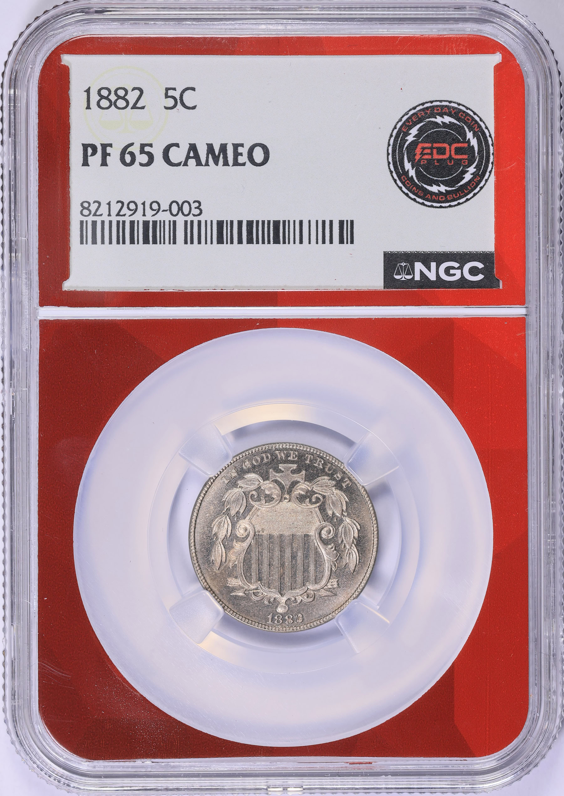 1882 Shield Nickel NGC Proof-65 CAMEO (EDC Red Core) (Item 2017991