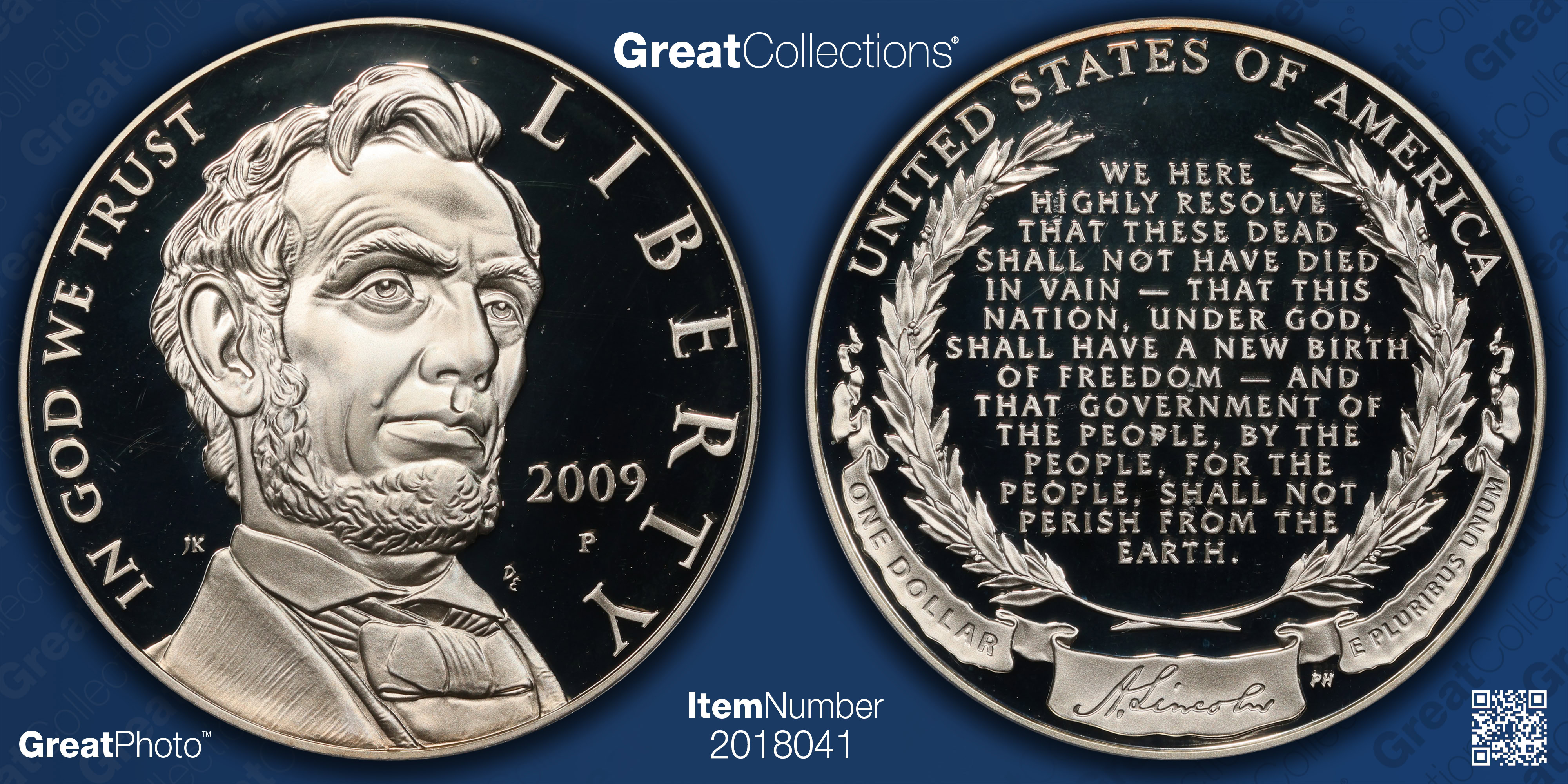 2009-P Abraham Lincoln Bicentennial Silver Dollar PCGS Proof-70