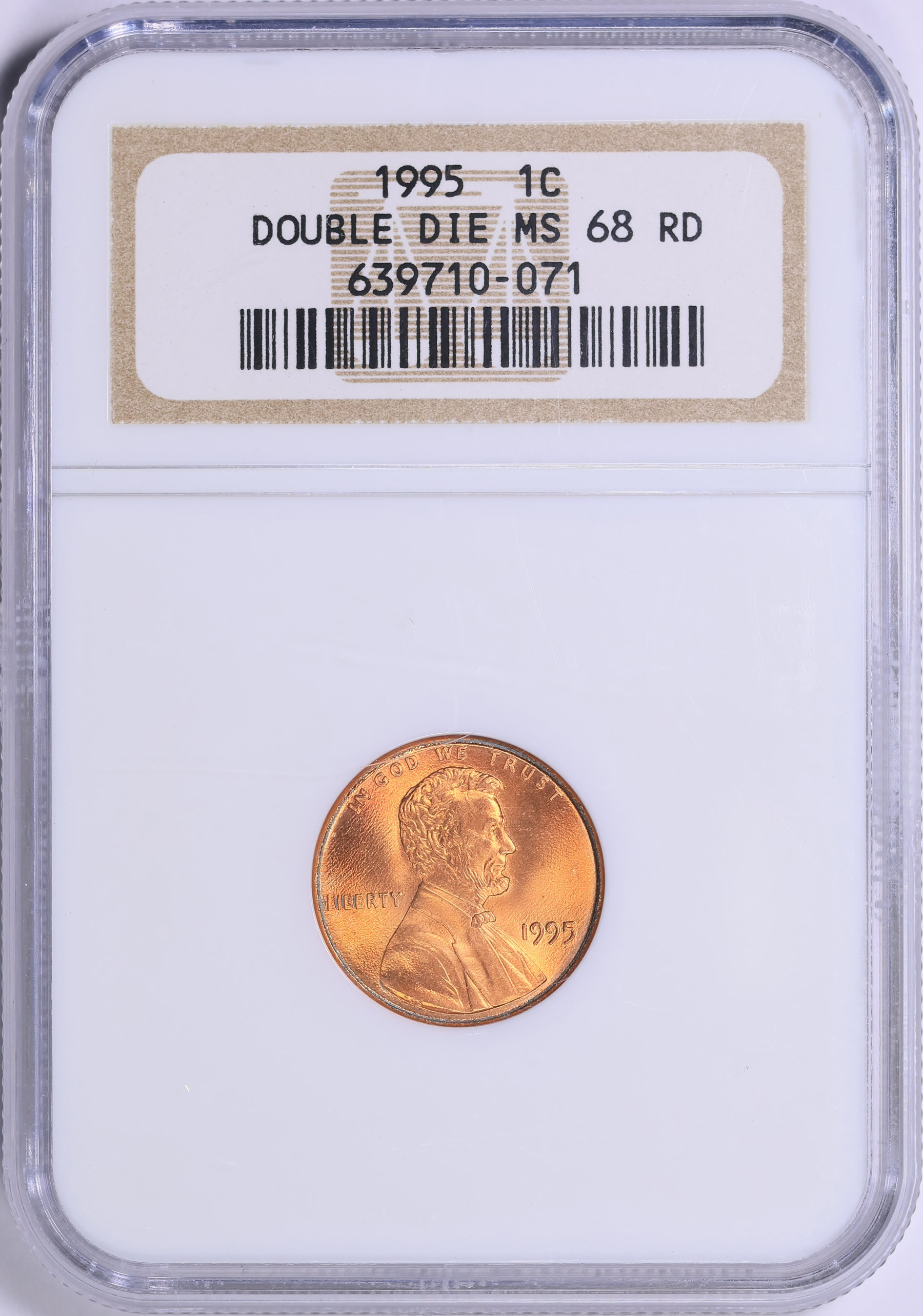 1995 Lincoln Cent Doubled Die Obverse NGC MS-68 RD (Item 2018072