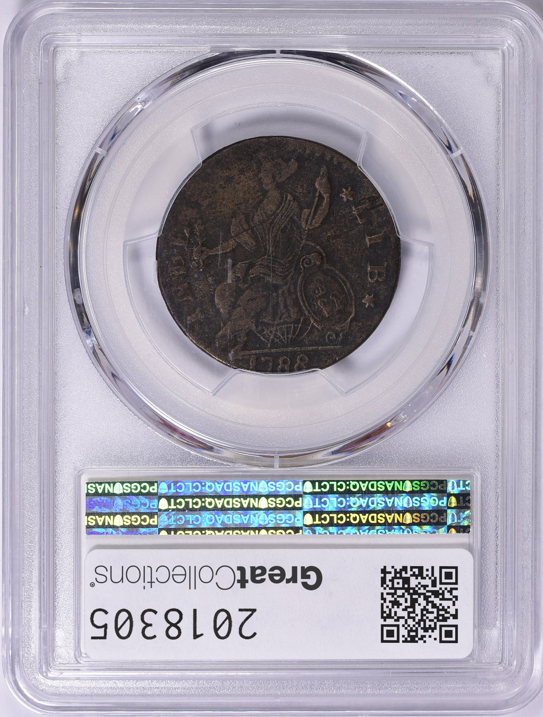 1788 Connecticut Copper Mailed Bust Left PCGS Genuine XF Details