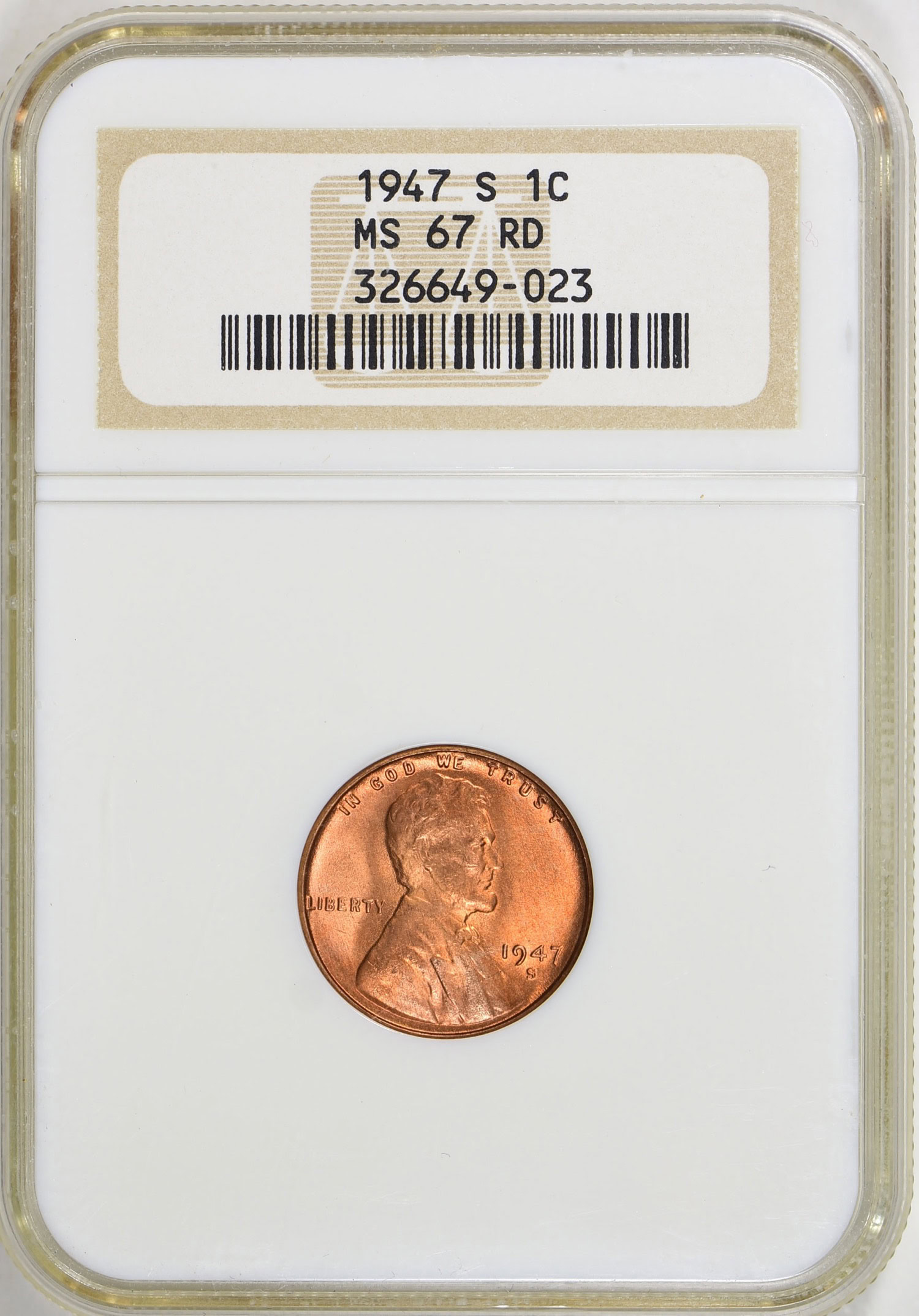 1947-S Lincoln Cent NGC MS-67 RD (Item 2018395) | GreatCollections