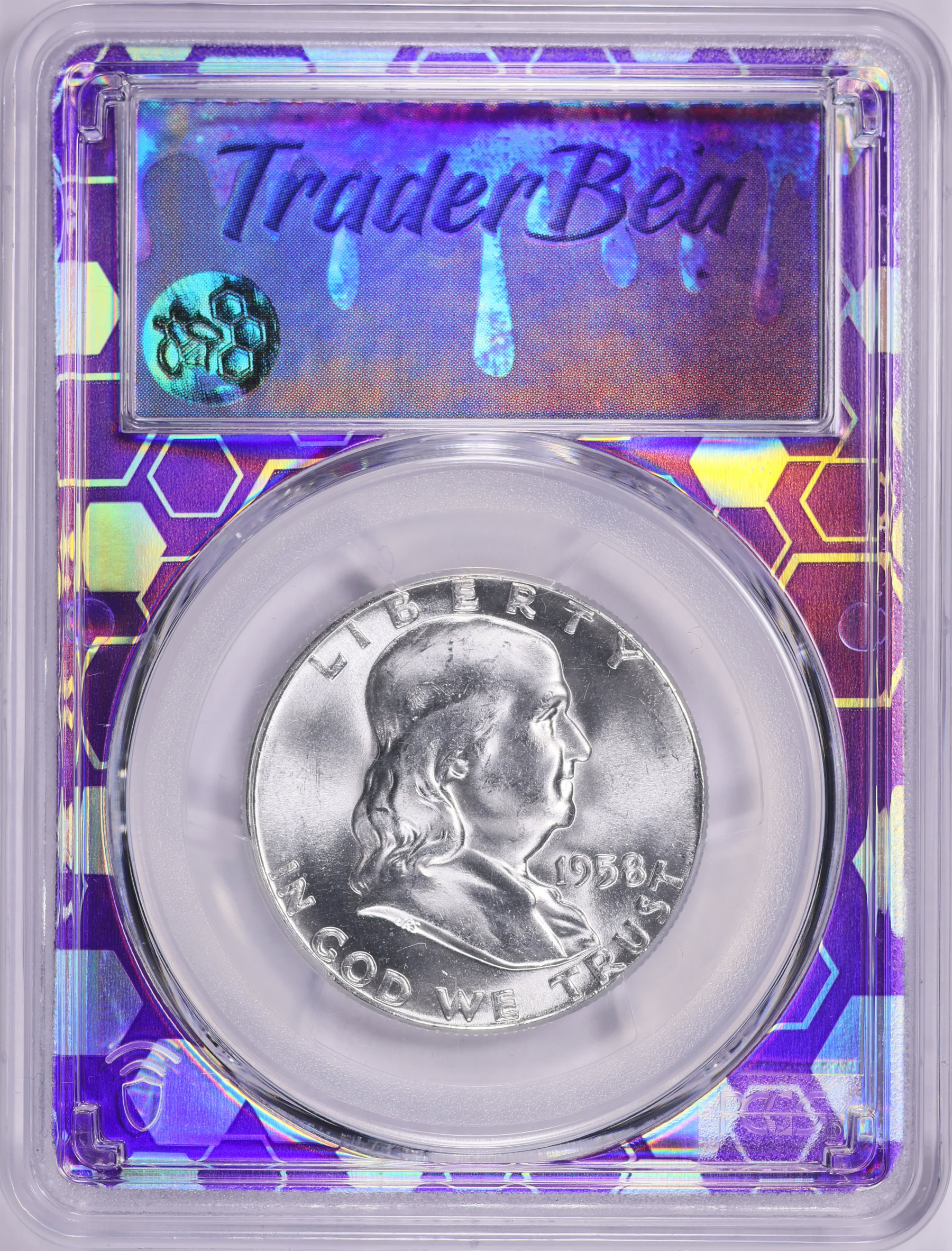 1958年 フランクリン半ドル 2枚セット 1958 Franklin Half Dollar PCGS MS-64 (Holographic Bee Frame Holder