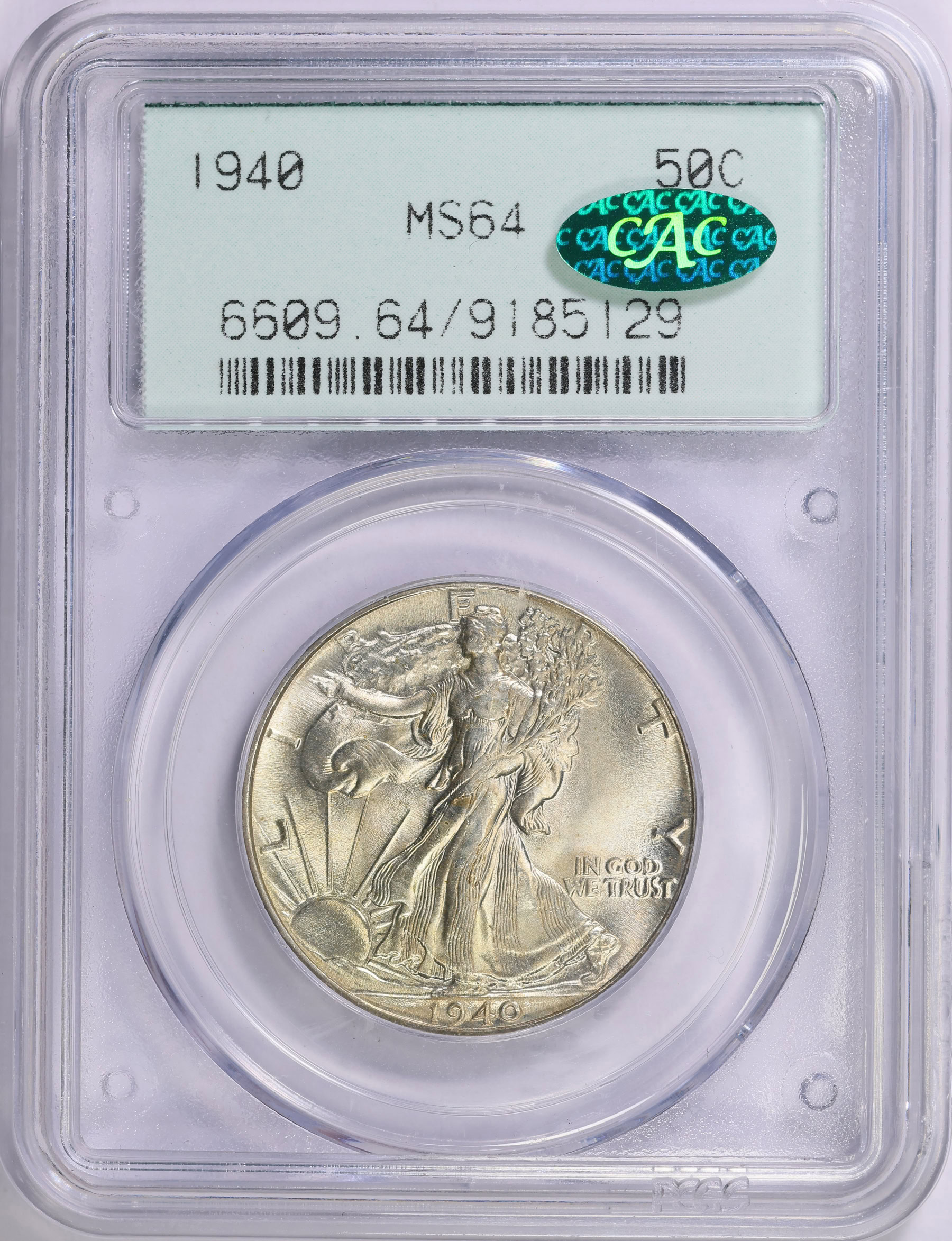 1940 Walking Liberty Half Dollar PCGS MS-64 (CAC Green) OGH (2nd