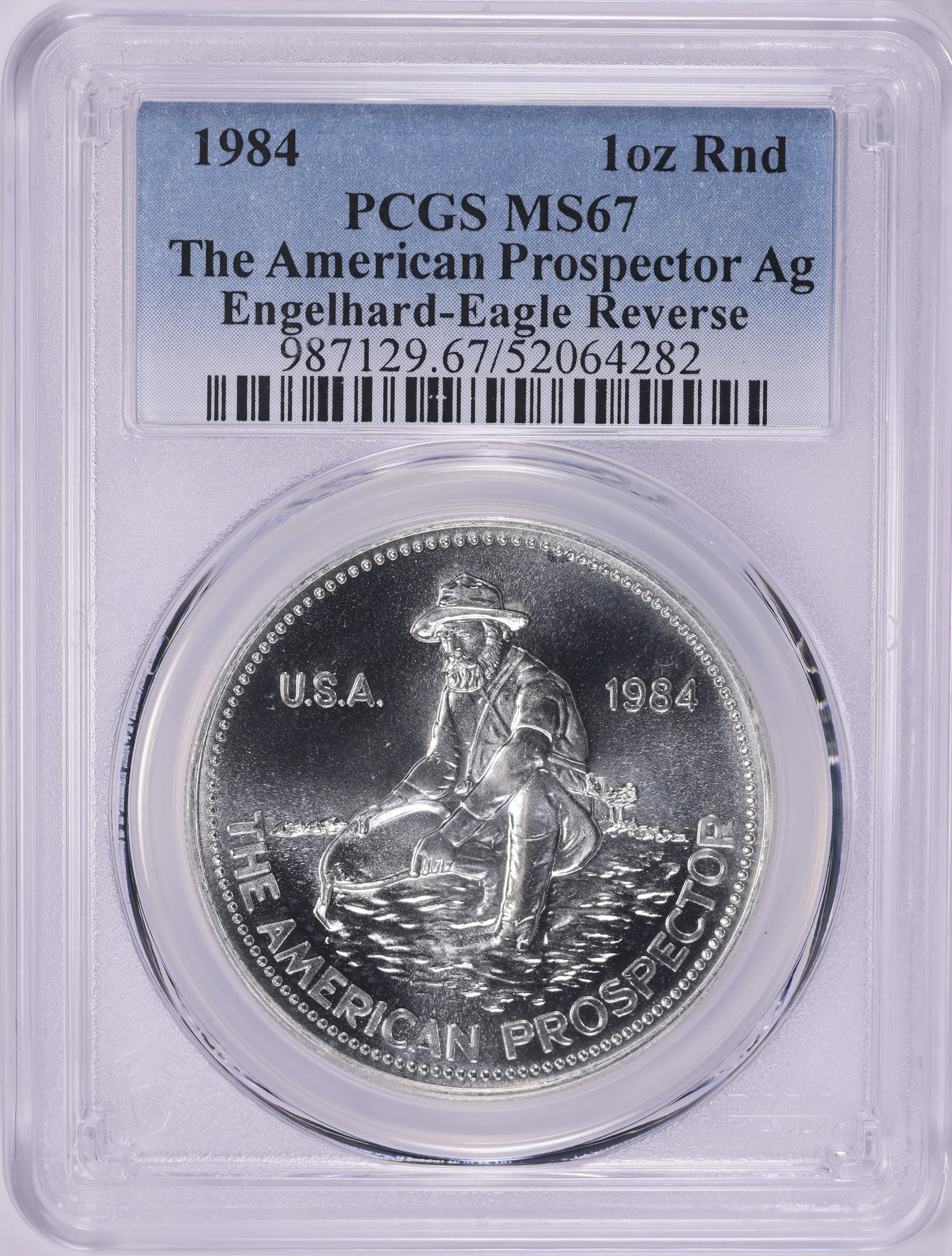 Edgar Vintageフォロー割引 1984 Silver 1oz American Prospector Engelhard Round Eagle Reverse
