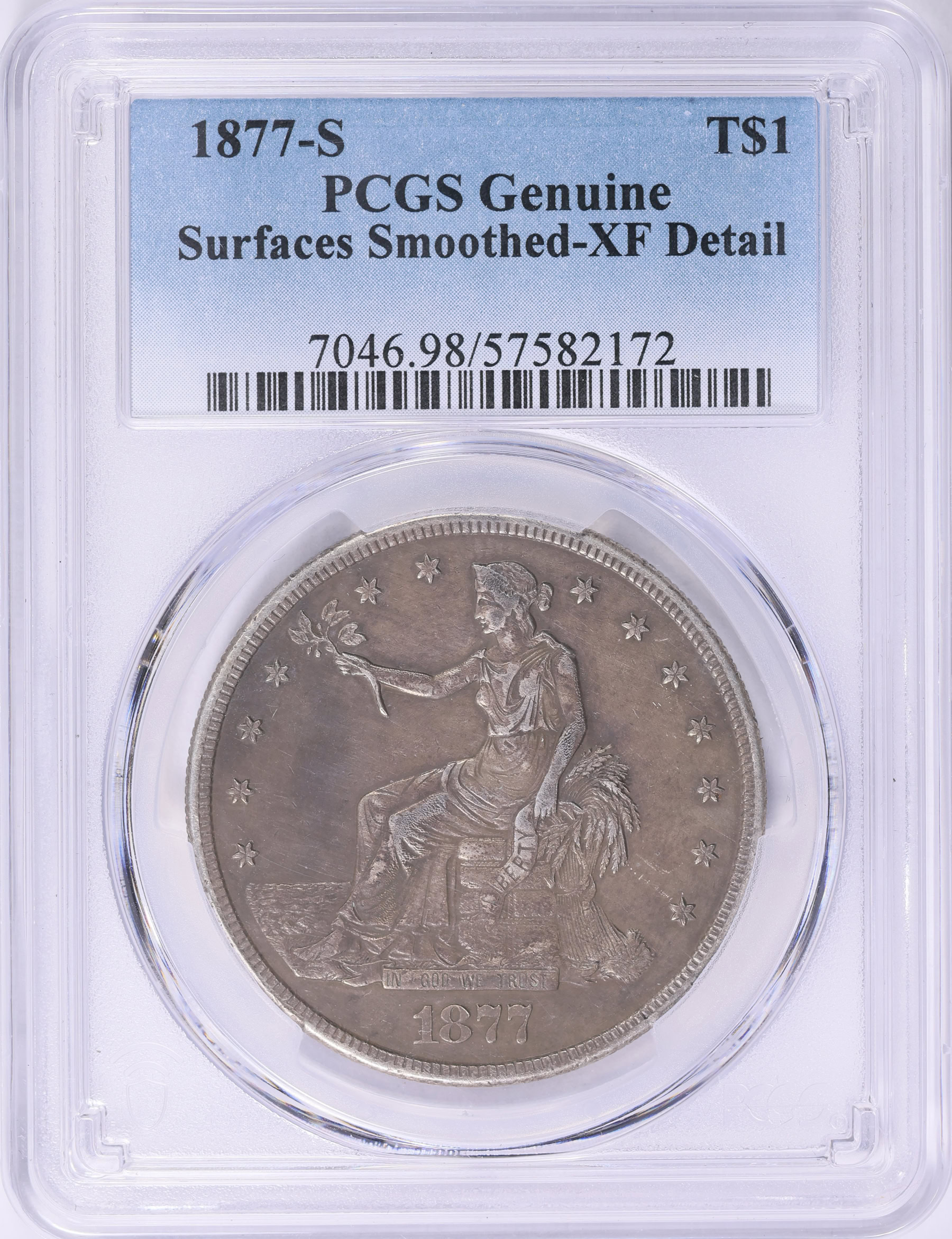 1877-S Trade Silver Dollar PCGS Genuine XF Details (Item 2018996