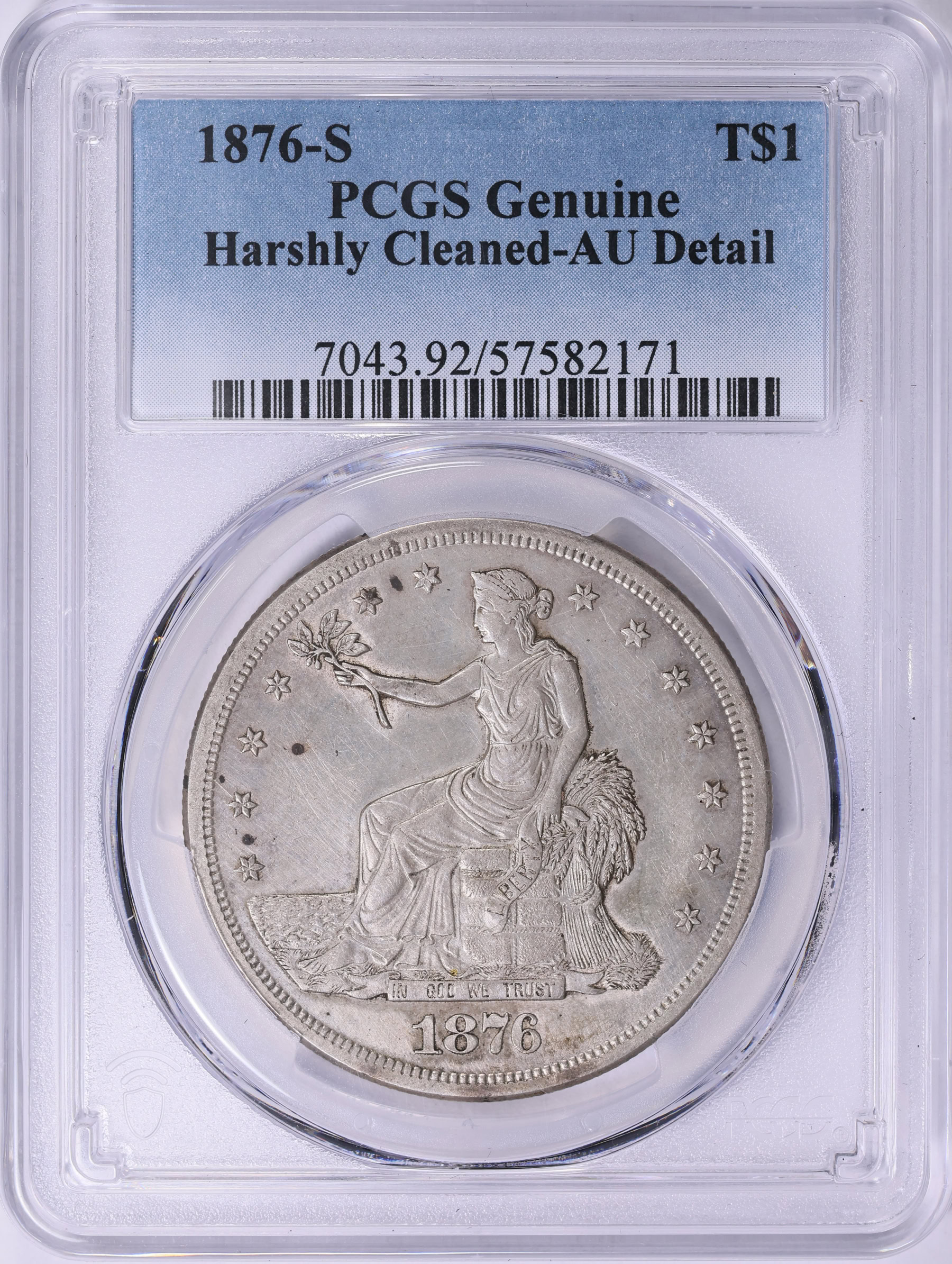 1876-S Trade Silver Dollar PCGS Genuine AU Details (Item 2019013