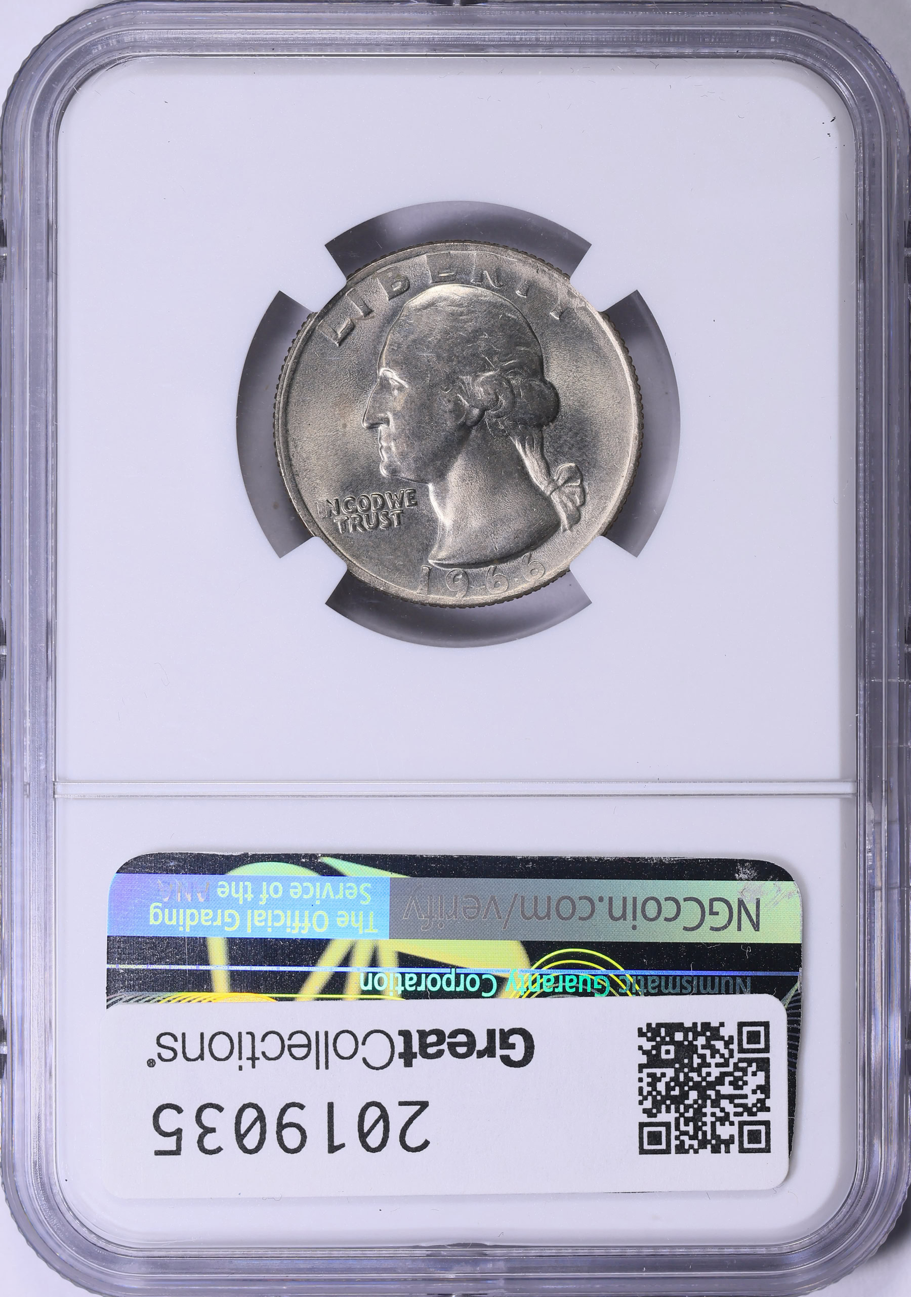 Mint Error 1966 Washington Quarter Reverse Clad Layer Missing (4.7