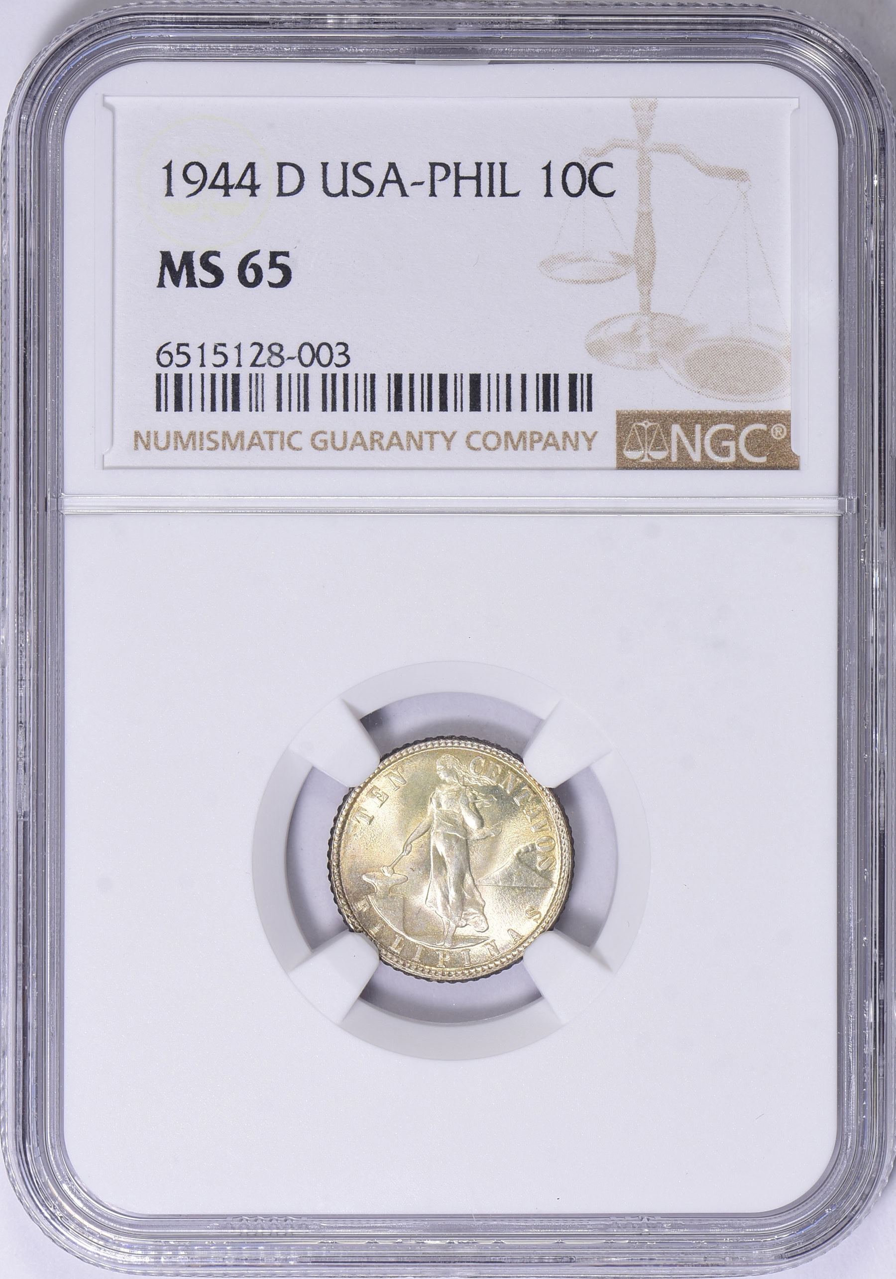 1944-D U.S. Philippines Ten Centavos NGC MS-65 (Item 2019542