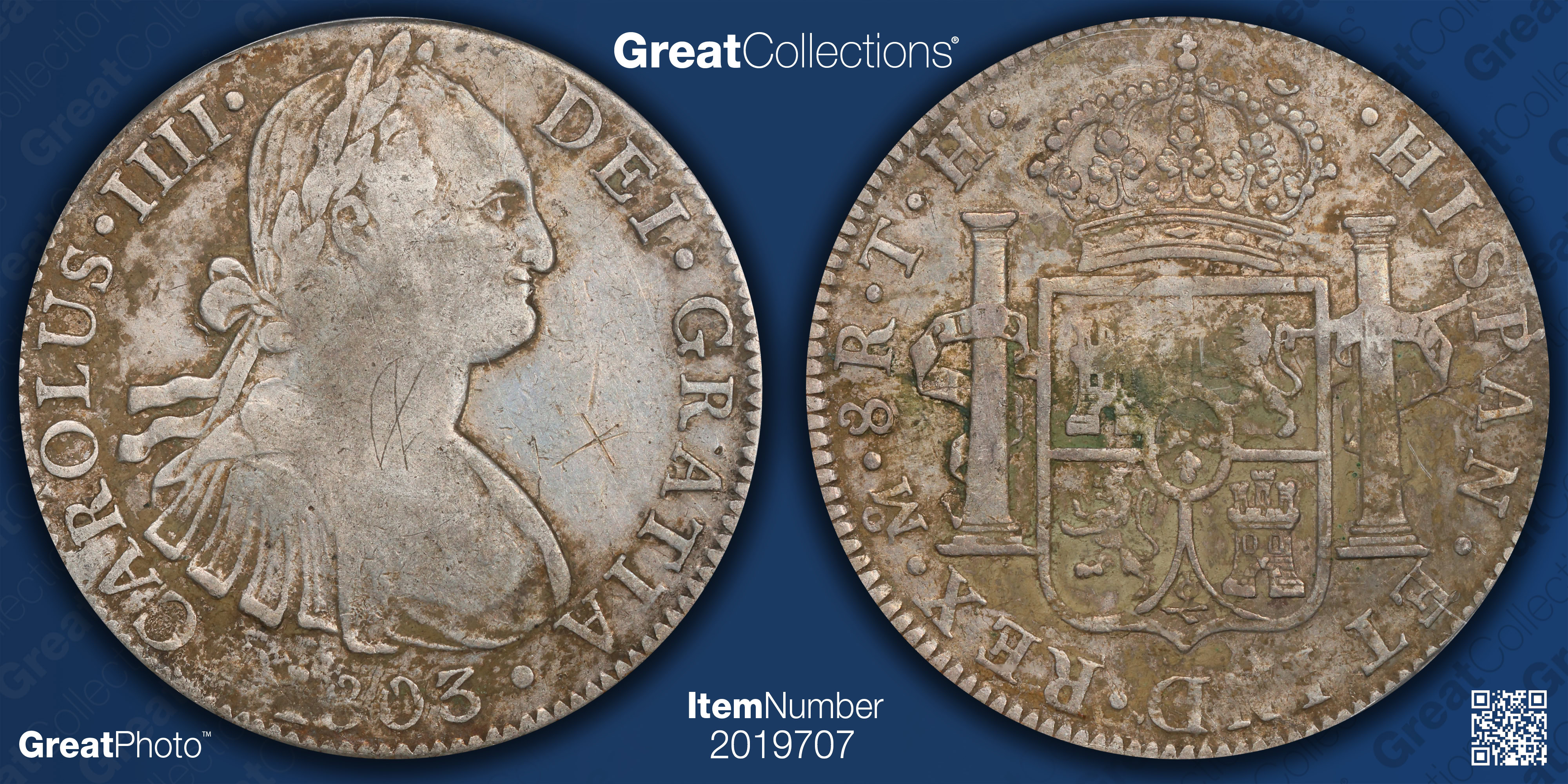 Mexico 1803-Mo TH Silver 8 Reales KM-109 PCGS Genuine VF Details
