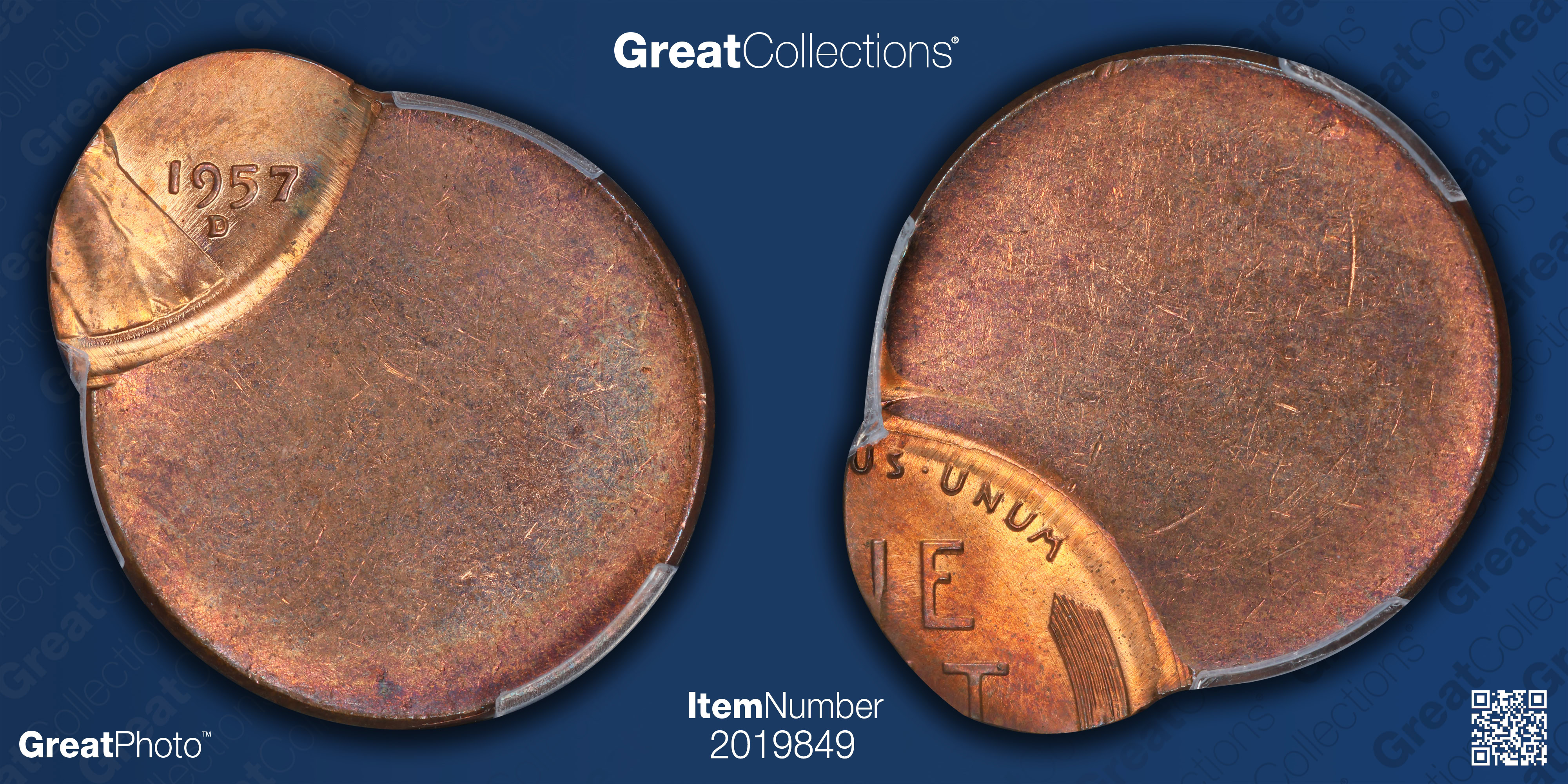 Mint Error 1957-D Lincoln Cent Struck 85% Off-Center PCGS MS-64 RB