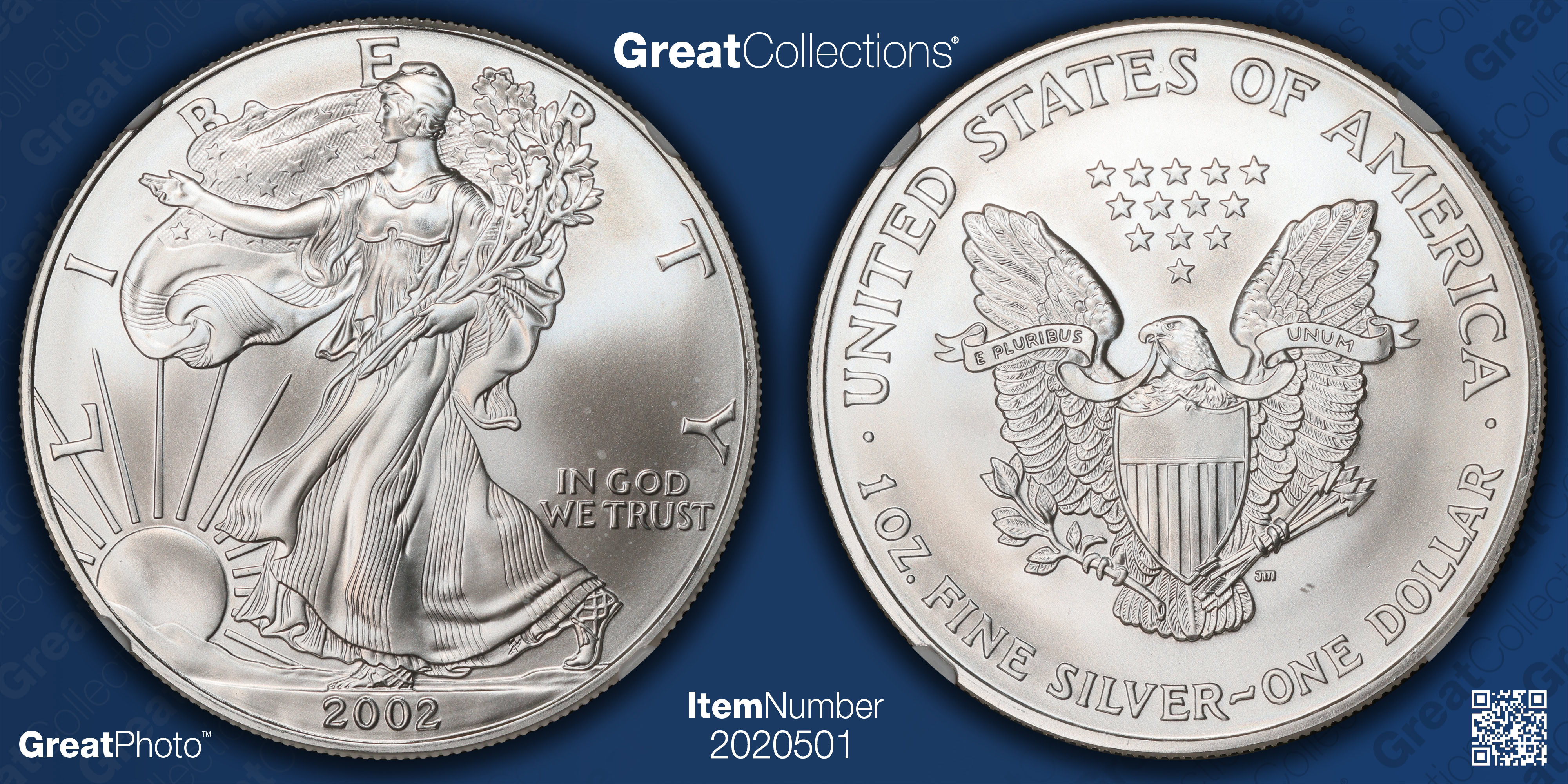 2002 $1 Silver Eagle NGC MS-70 (Mercanti Signed Label) (Item