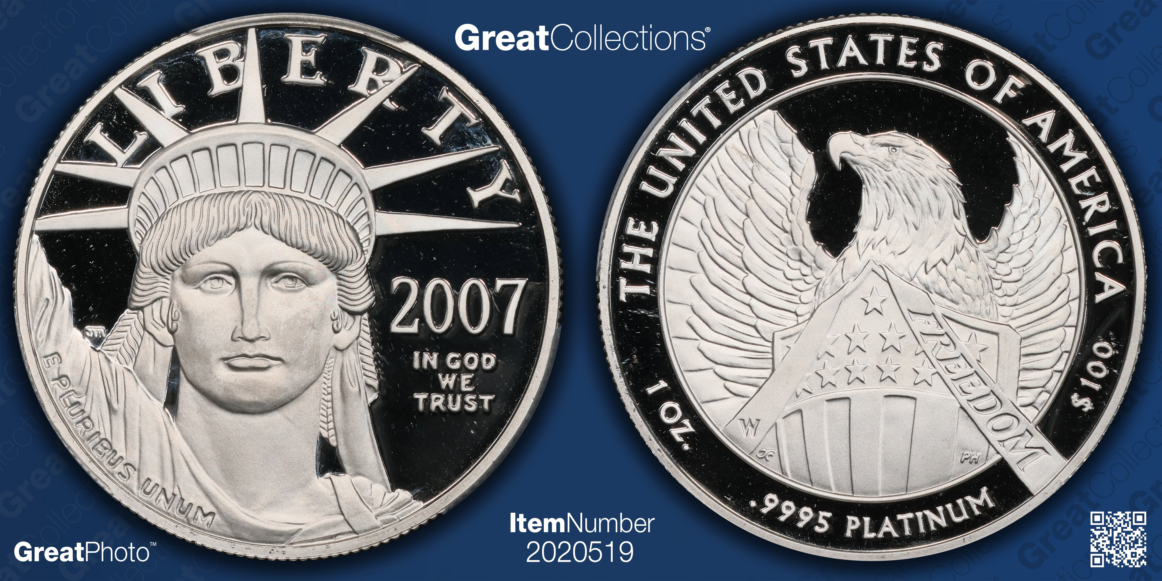 2007-W $100 One-Ounce Platinum American Eagle Statue of Liberty