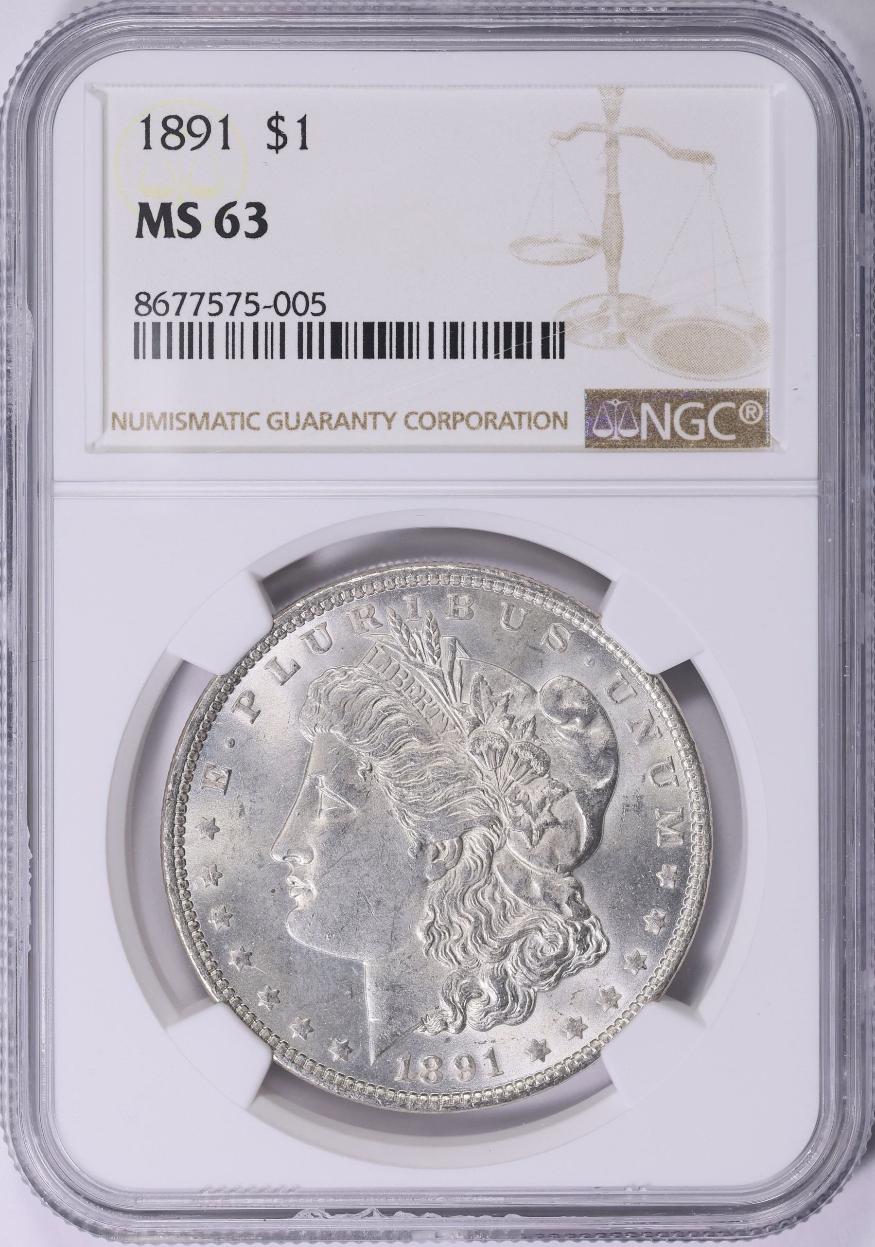 【期間限定】1902年 日本円 MS 63 NGC認定 1891 Morgan Silver Dollar NGC MS-63 (Item 2020788
