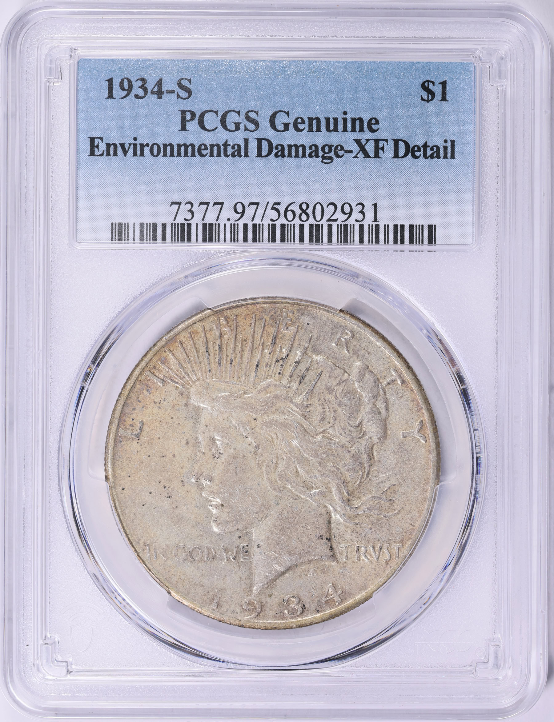 1934-S Peace Silver Dollar PCGS Genuine XF Details (Item 2020996