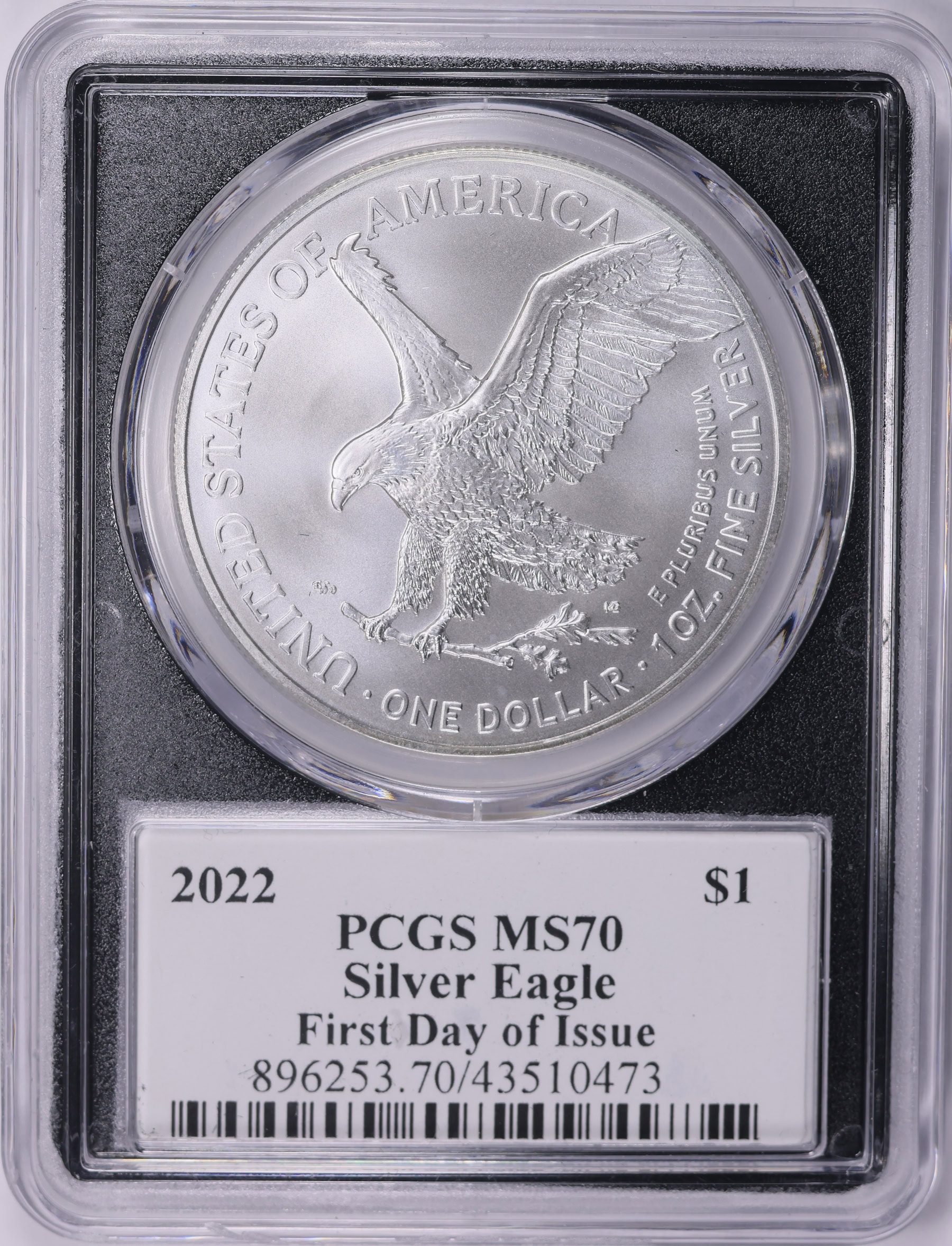 2022 $1 Silver Eagle First Day of Issue PCGS MS-70 (Emily Damstra