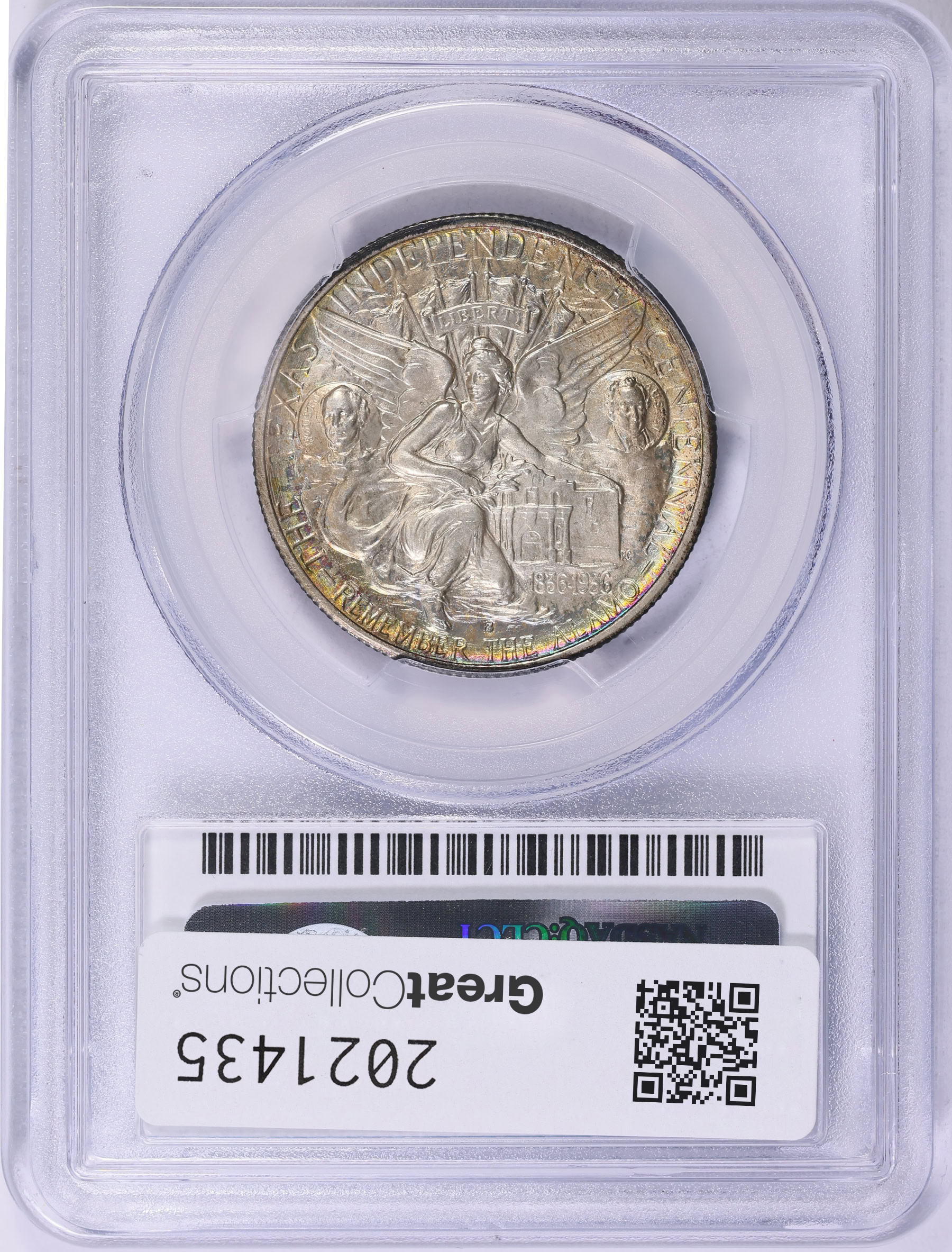 1938-S Texas Centennial Half Dollar PCGS MS-67 (CAC Green) (Toned