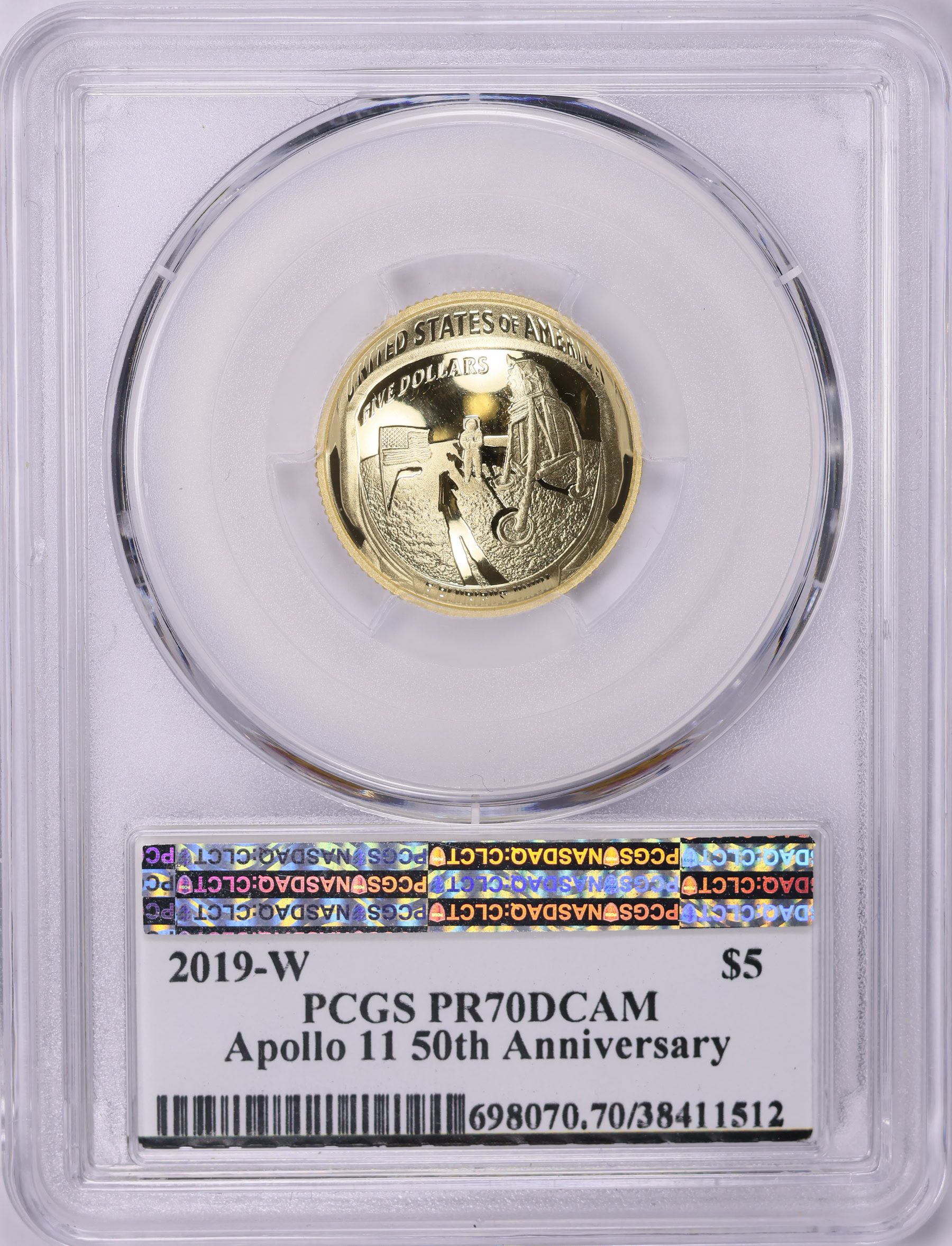 2019-W Apollo 11 50th Anniversary Gold $5 PCGS Proof-70 DCAM (The ...