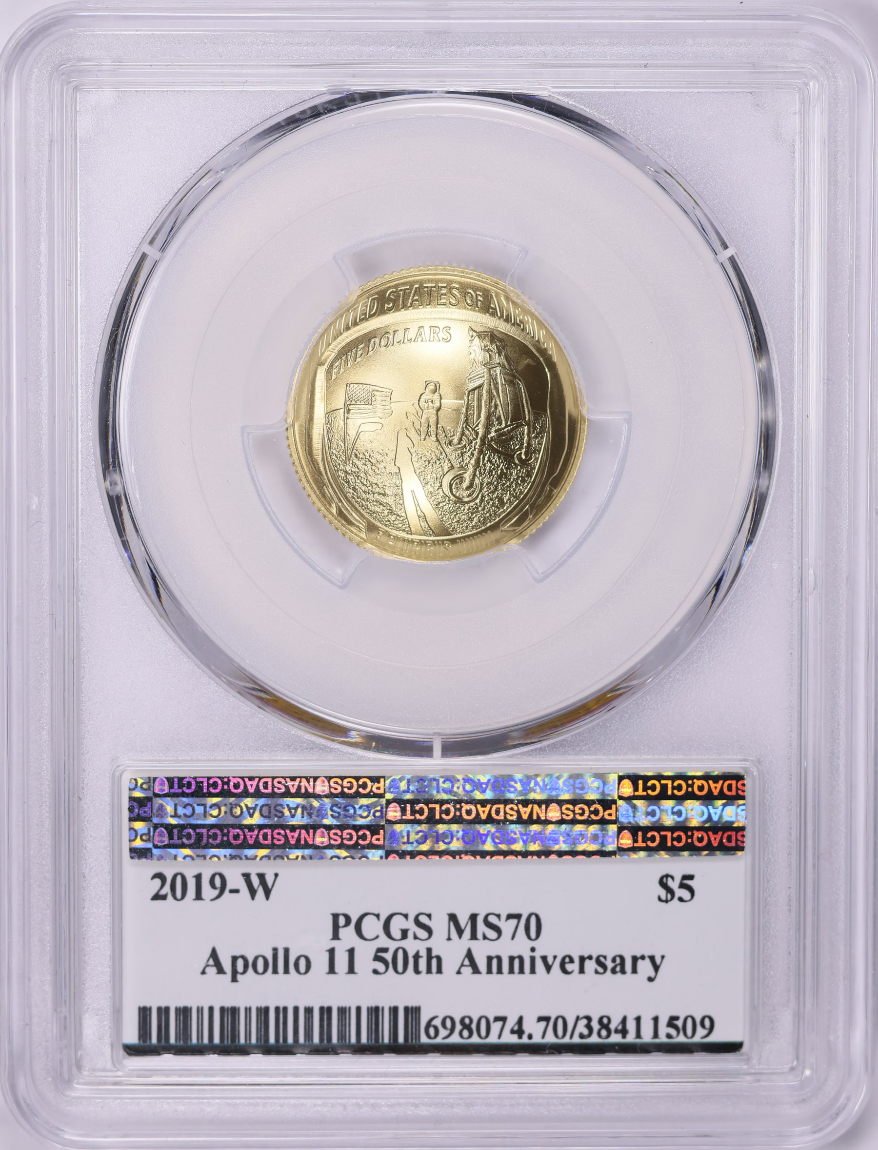 2019-W Apollo 11 50th Anniversary Gold $5 PCGS MS-70 (The Astronauts ...