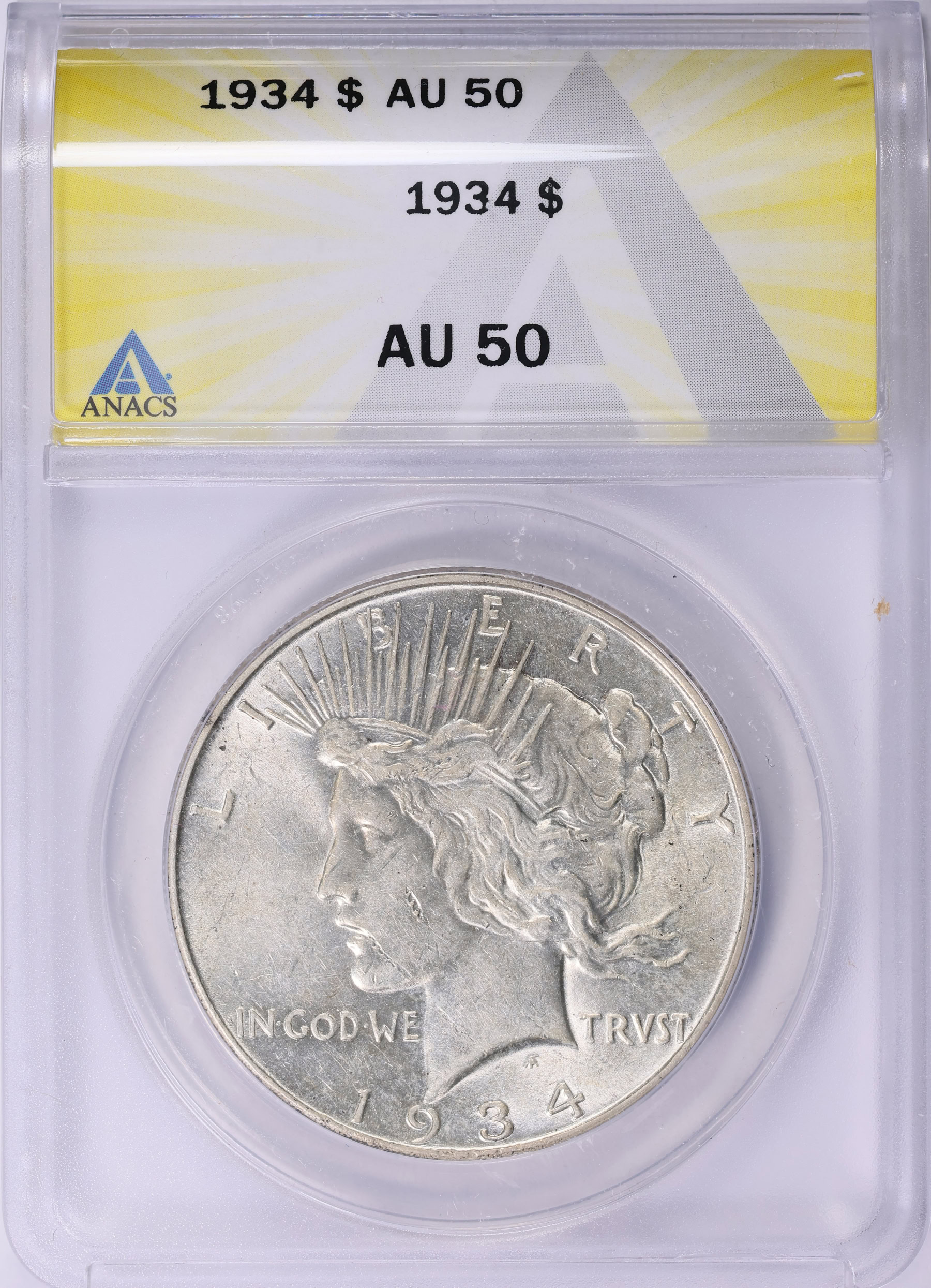 1934 Peace Silver Dollar ANACS AU-50 (Item 2021652