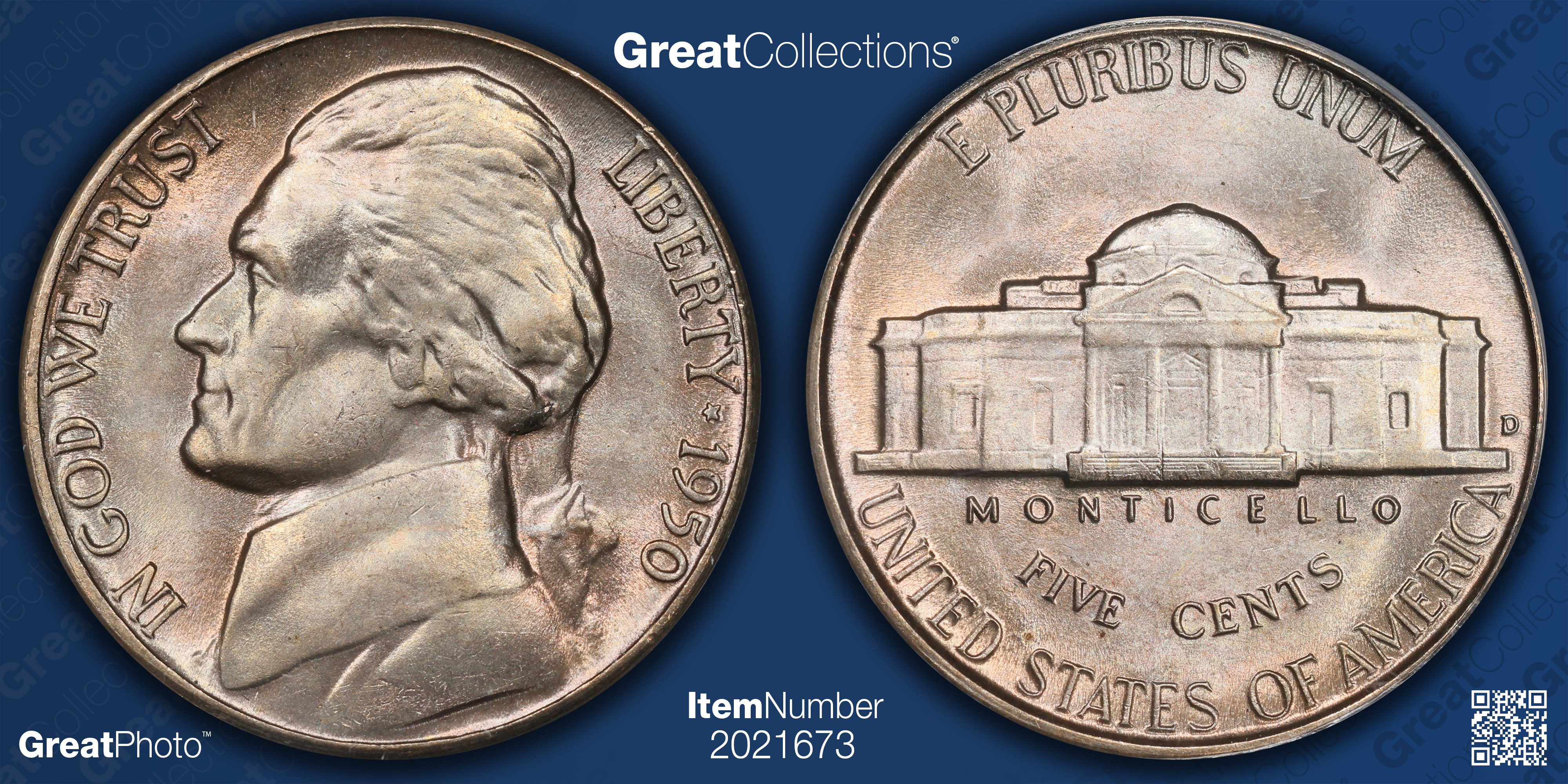 1950-D Jefferson Nickel ANACS MS-66 (Item 2021673