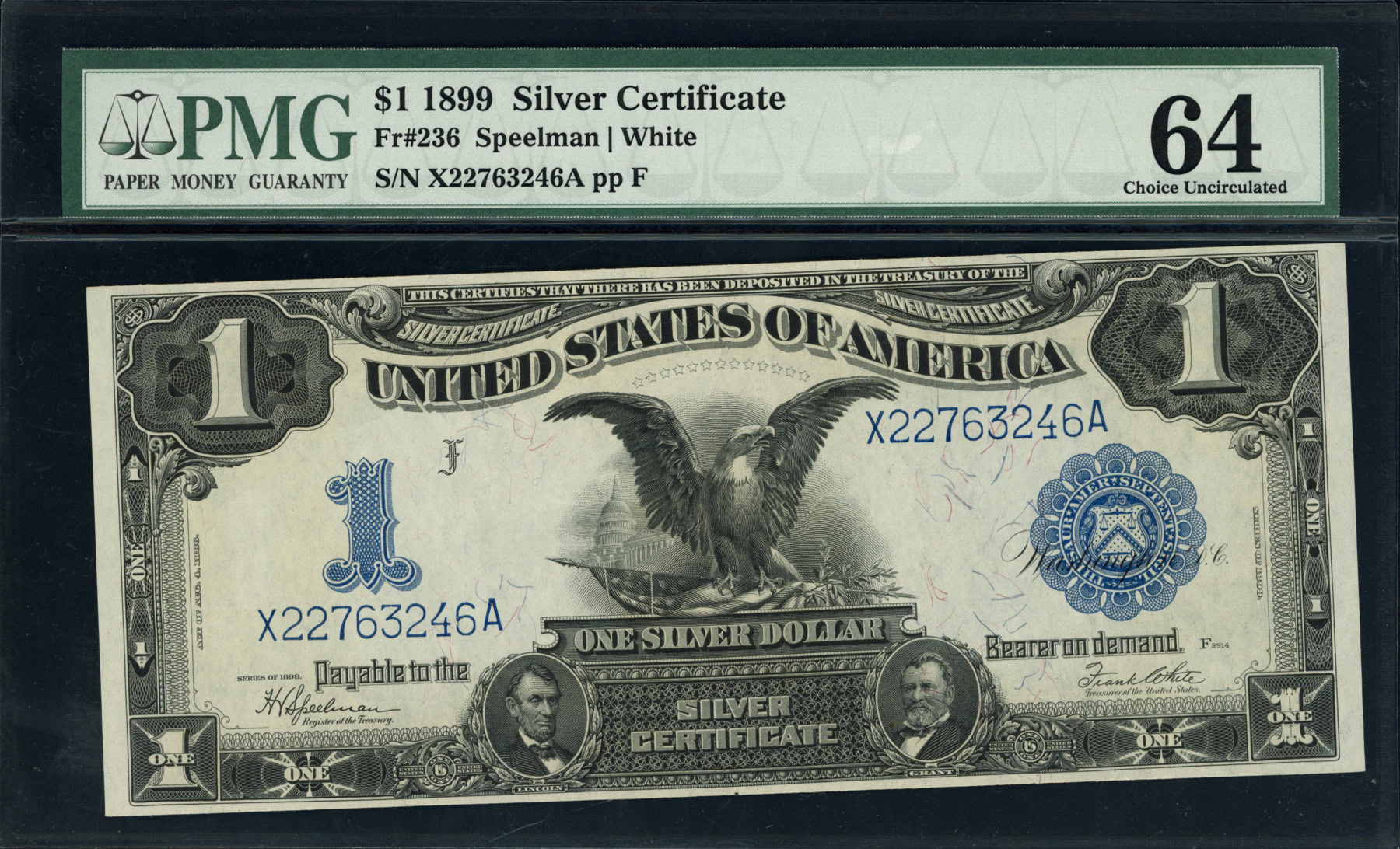Fr. 236 1899 $1 Silver Certificate Note Speelman / White PMG