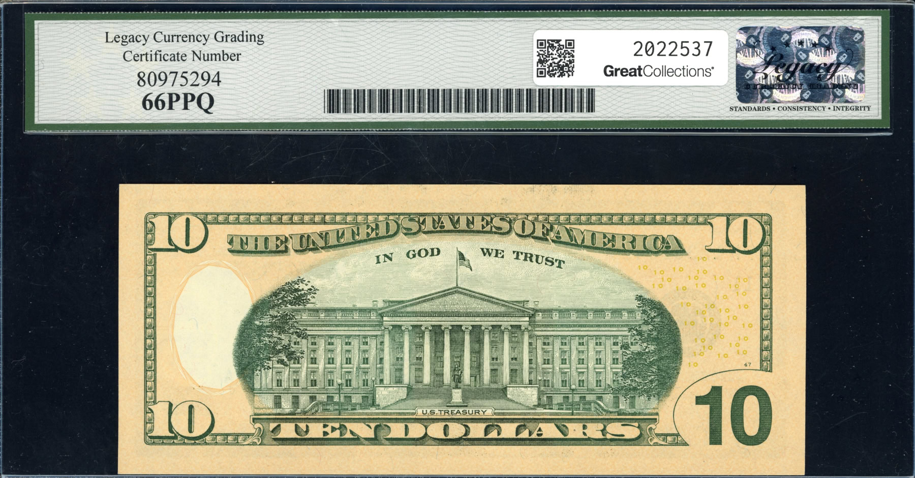 Fr. 2045-K (PKA Block) 2017A $10 Dallas Federal Reserve Note Carranza ...