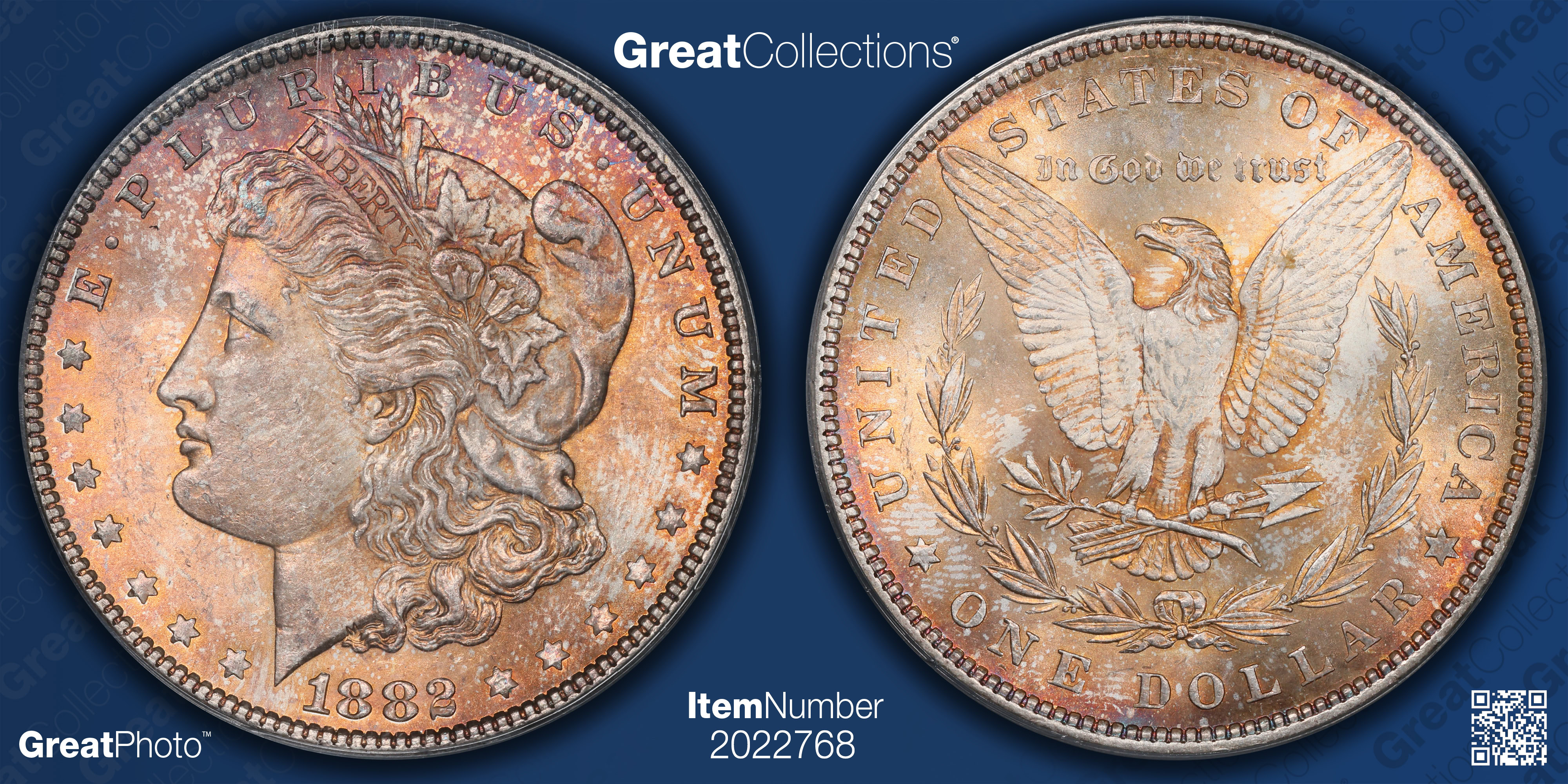 1882 Morgan Silver Dollar PCGS MS-63 OGH (Toned) (Item 2022768