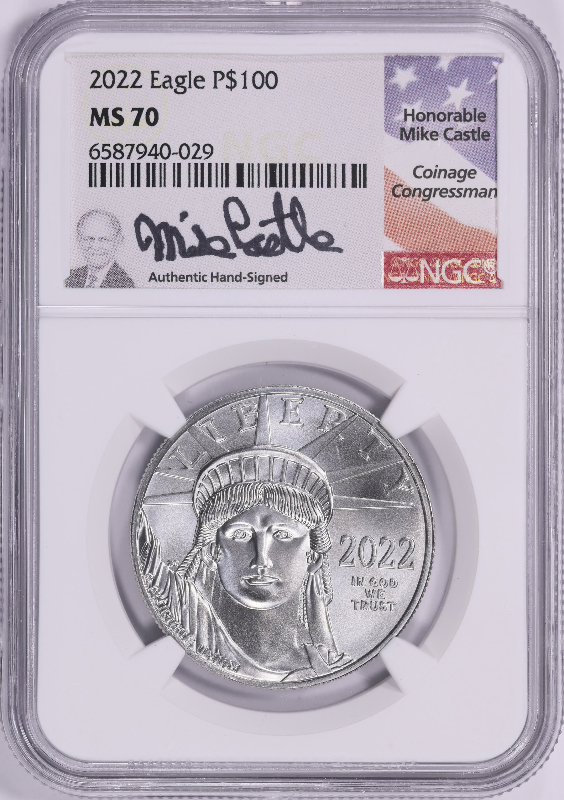 2022 $100 One-Ounce Platinum American Eagle Statue of Liberty NGC